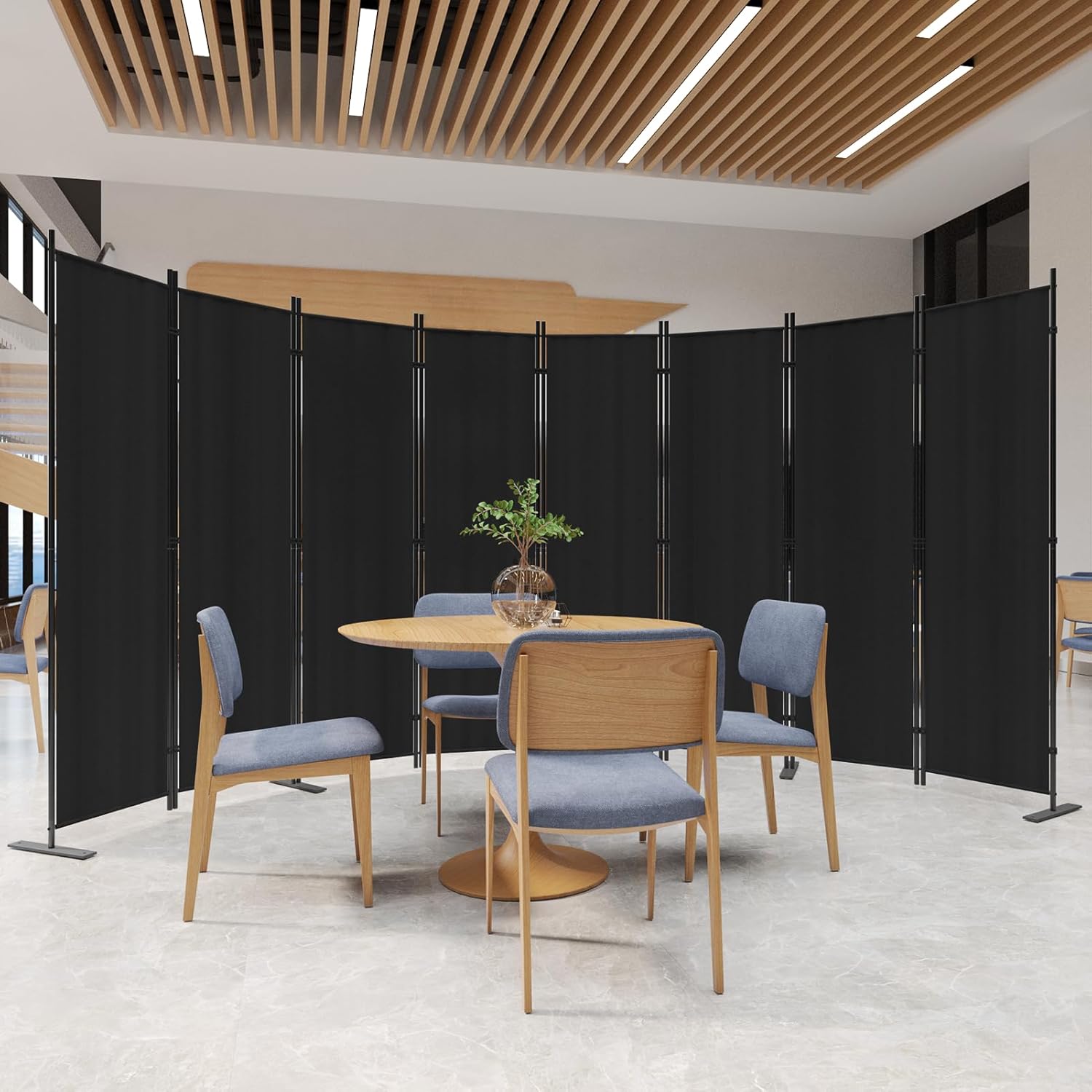 C-Hopetree 8 Panels Room Divider, 6 Ft Tall Indoor Folding Privacy Screen, Portable Partition Separator, Freestanding Separation Temporary Wall for Office, Bedroom, 160