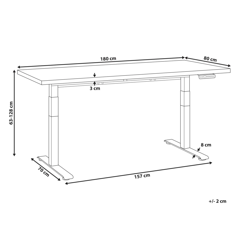 Scrivania regolabile in altezza elettricamente grigio e nero 180 x 80 cm Struttura in acciaio verniciato a polvere