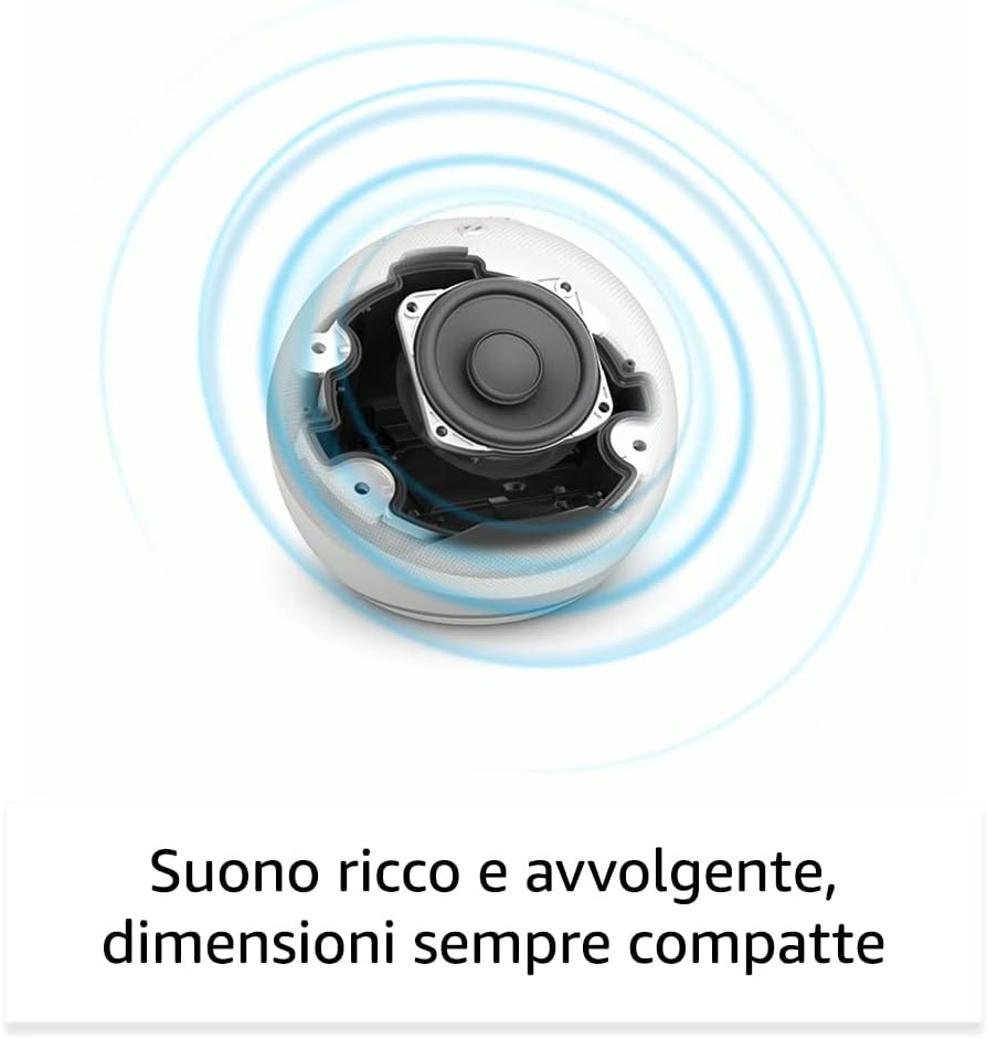 Echo Dot (Ultimo modello) | Altoparlante intelligente Wi-Fi e Bluetooth, suono più potente e dinamico, con Alexa | Bianco ghiaccio