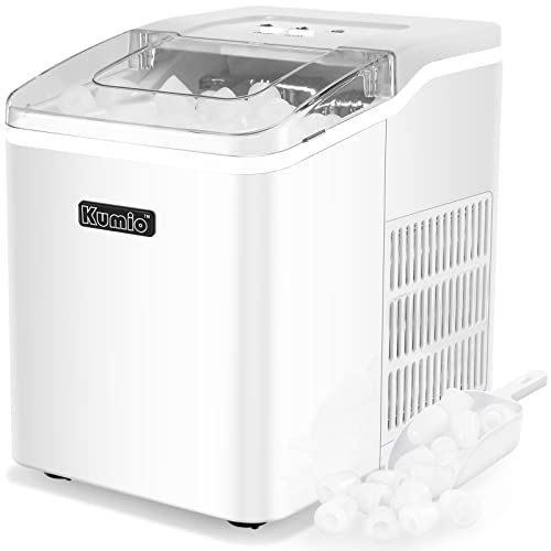 KUMIO Macchina per il ghiaccio da banco, 9 proiettili di ghiaccio pronto in 6 8 minuti, 12 kg/24 ore, macchina per il ghiaccio silenziosa portatile autopulente con paletta e cestello, bianco : Amazon.it: Casa e cucina