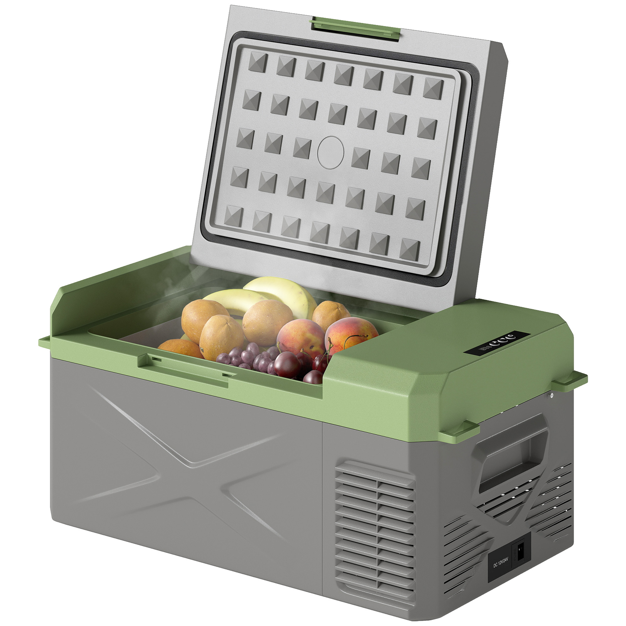 16,3 Liter Compressor Koelbox elektrische koelbox met ECO-modus Koelbehoudfunctie Grijs+Groen