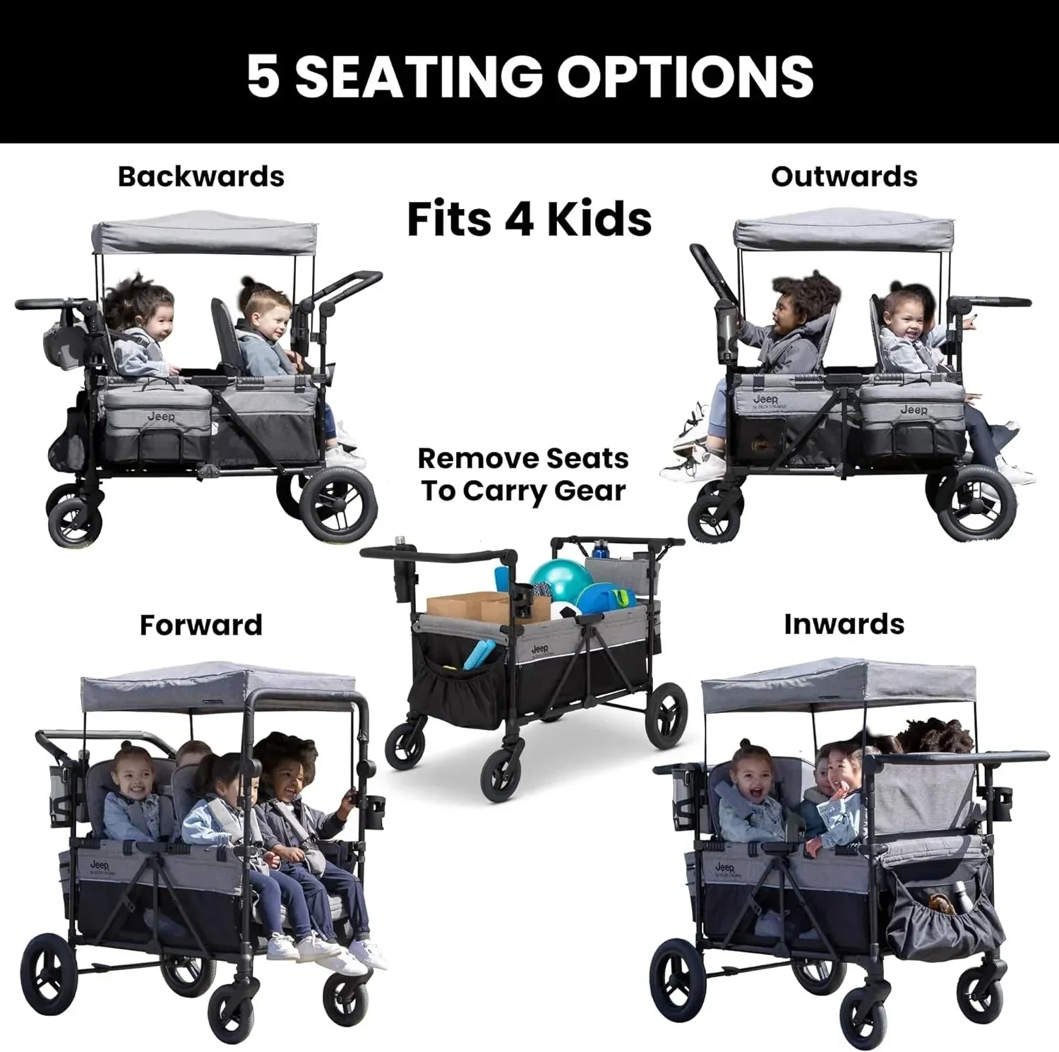 Jeep Wrangler Deluxe 4-seater stroller by Delta Children Premium Quad stroller