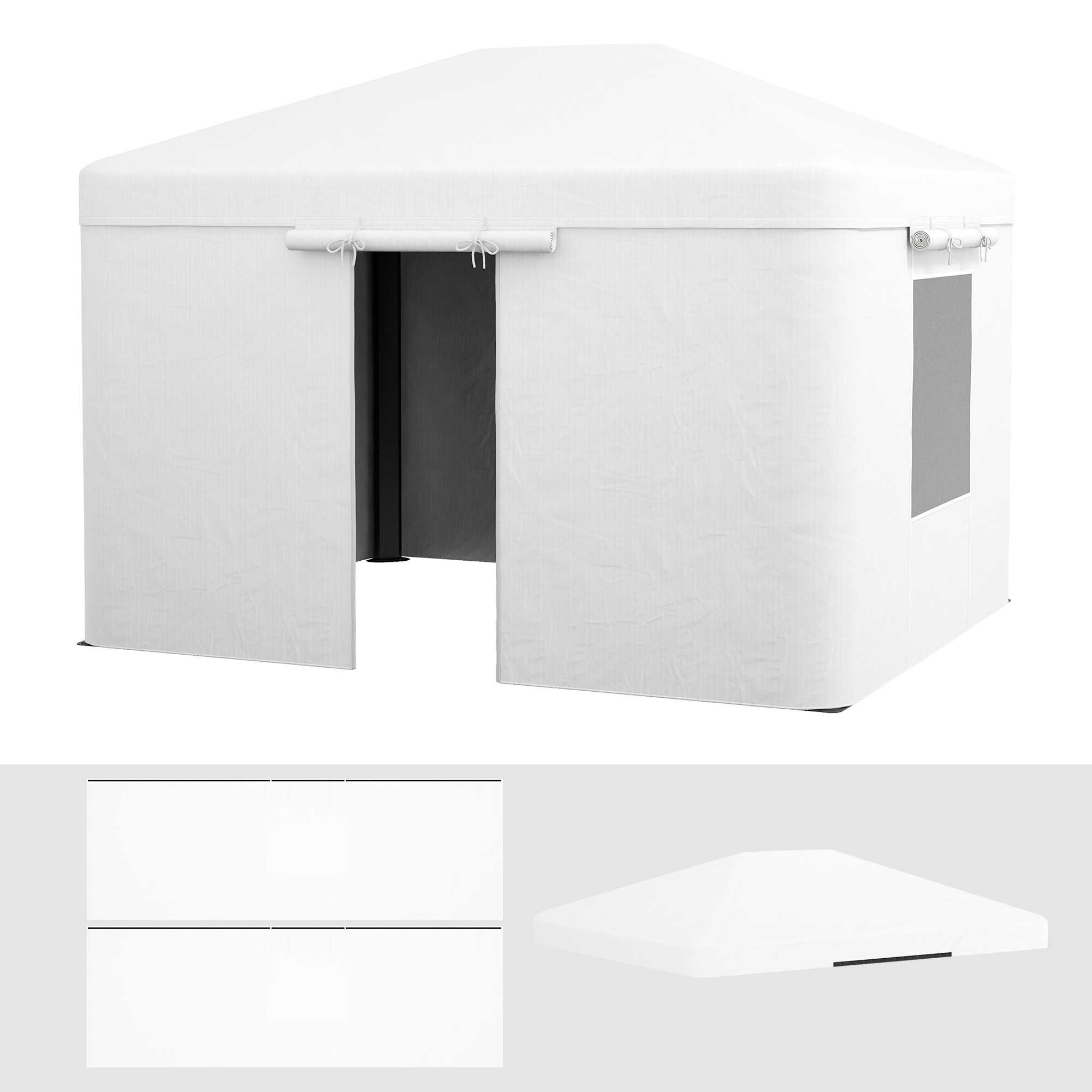 Outsunny Pavillon-Ersatzdach Ersatzvordach, wetterbeständig, 360  x 300 x 270 cm, Weiß