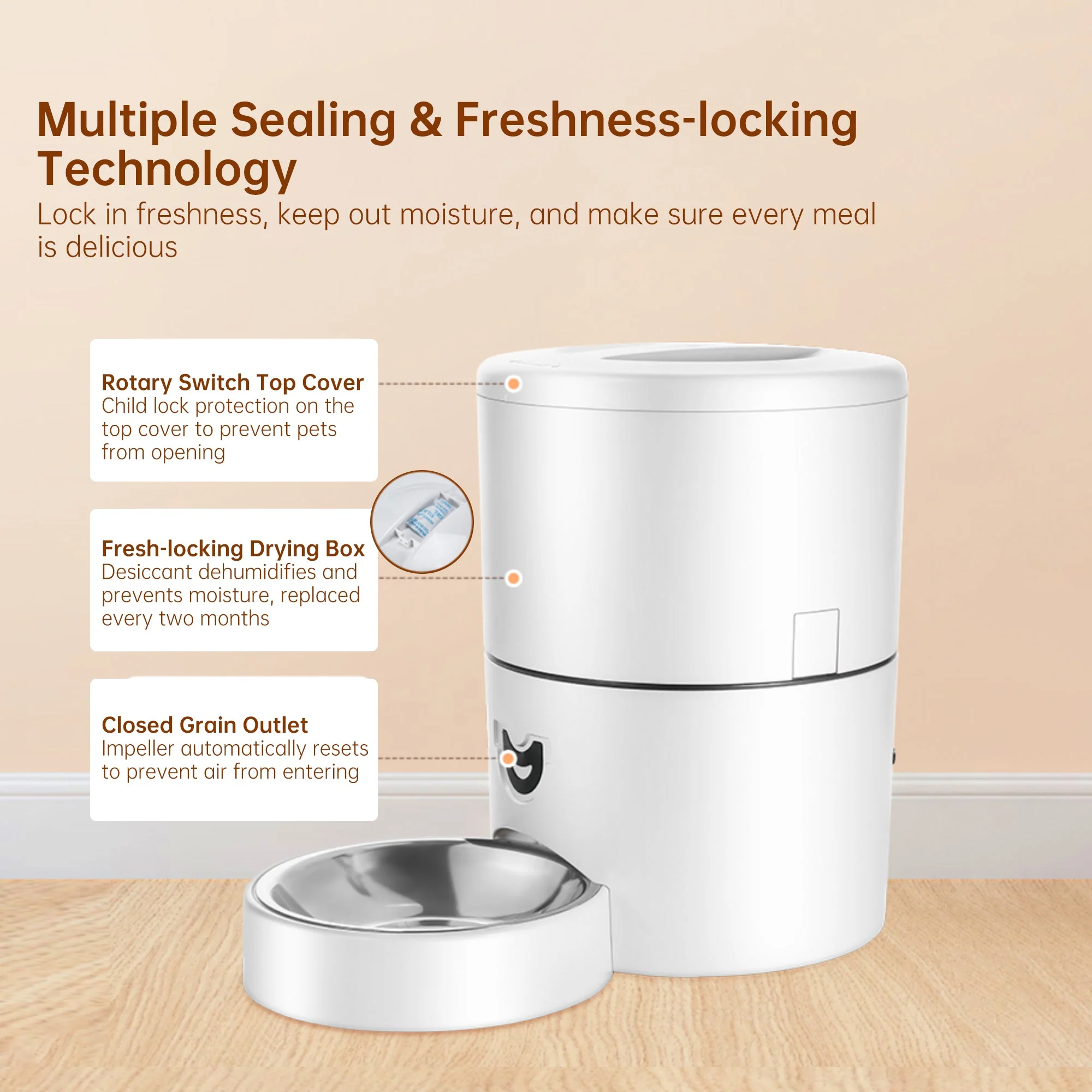 4L Automatic Pet Feeder �C App-Controlled with Scheduling & Battery Backup