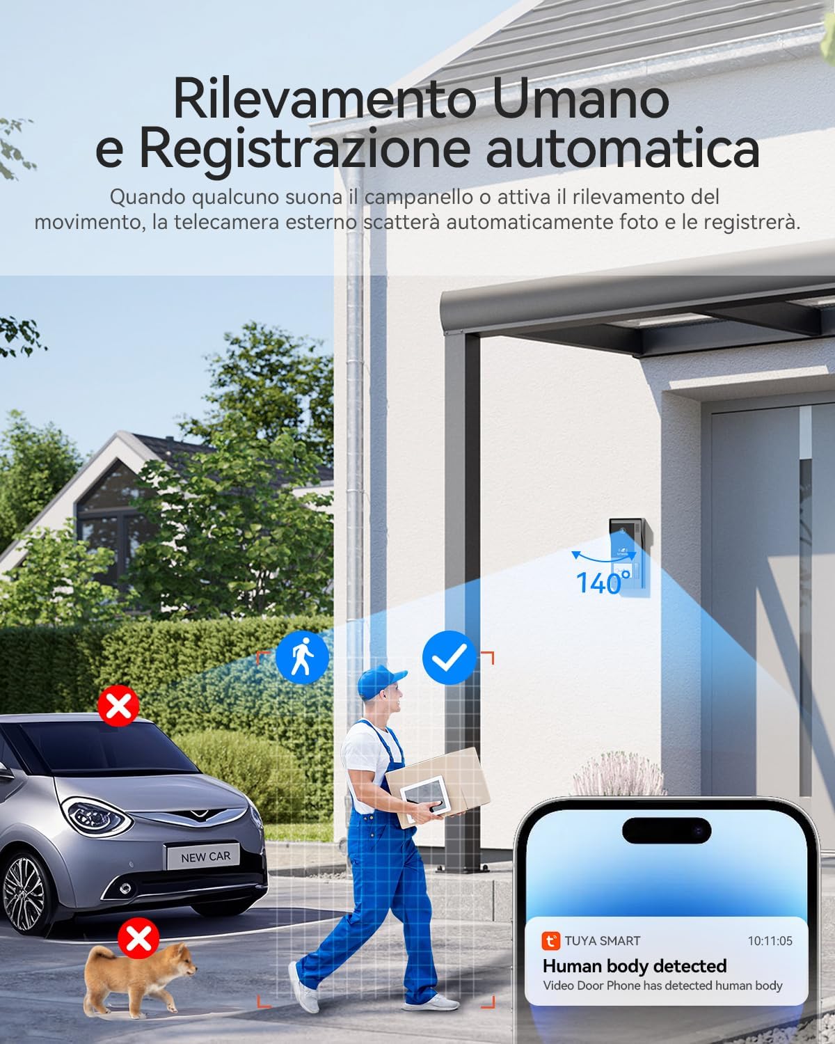 TMEZON Videocitofono Wifi Smart 2 Fili Video Citofoni M790,1080P monitor e Campanello Esterno con Telecamera,APP/Carta RFID Unloc,Rilevamento del Movimento Umano