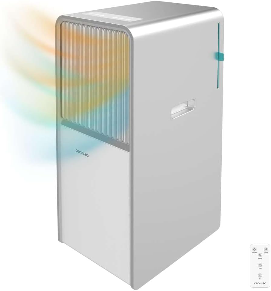 Cecotec Climatizzatore Portatile ForceClima 9150 Style. 9000 BTU, area di copertura 25 m2, telecomando, tattile, schermo a LED, 4 modalità, 2 velocità, modalità deumidificatore, Timer
