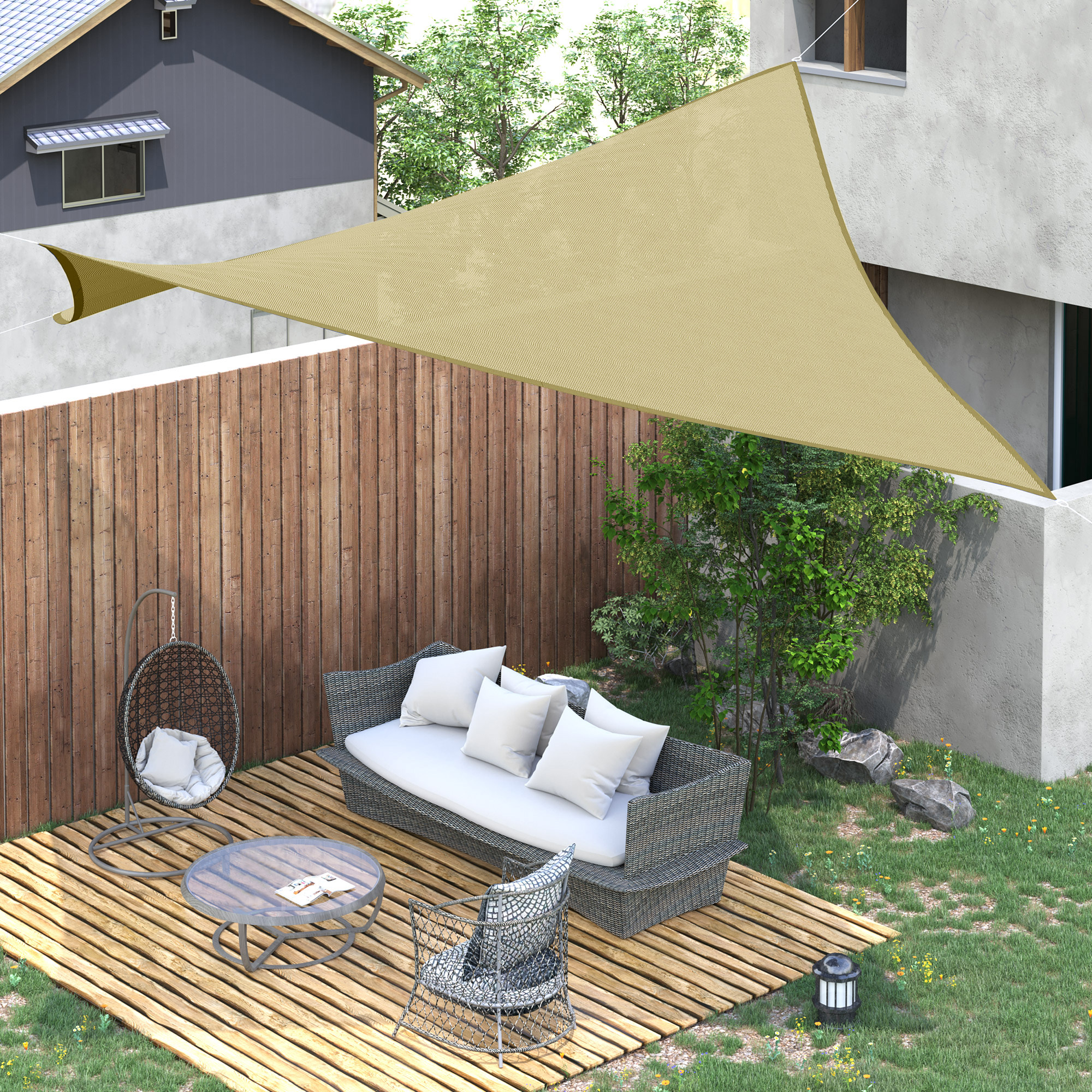 Outsunny Quadratisches Sonnensegel für den Außenbereich aus atmungsaktivem HDPE, UV-Schutz 95%, 360x360 cm