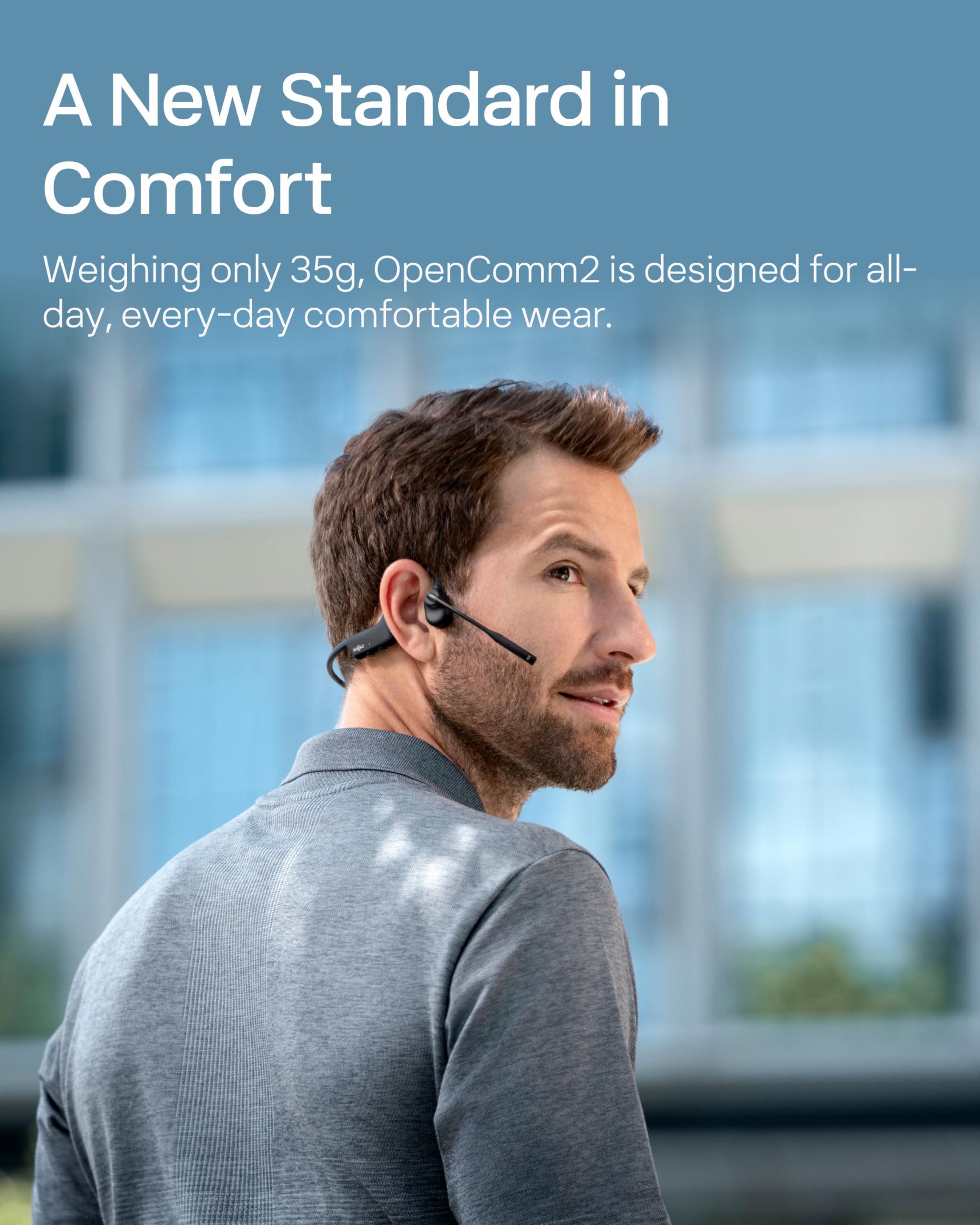 Open-Ear-Bluetooth-Headset OpenComm2 2025 mit Knochenleitung, 16 Std. Akku und Schnellladung