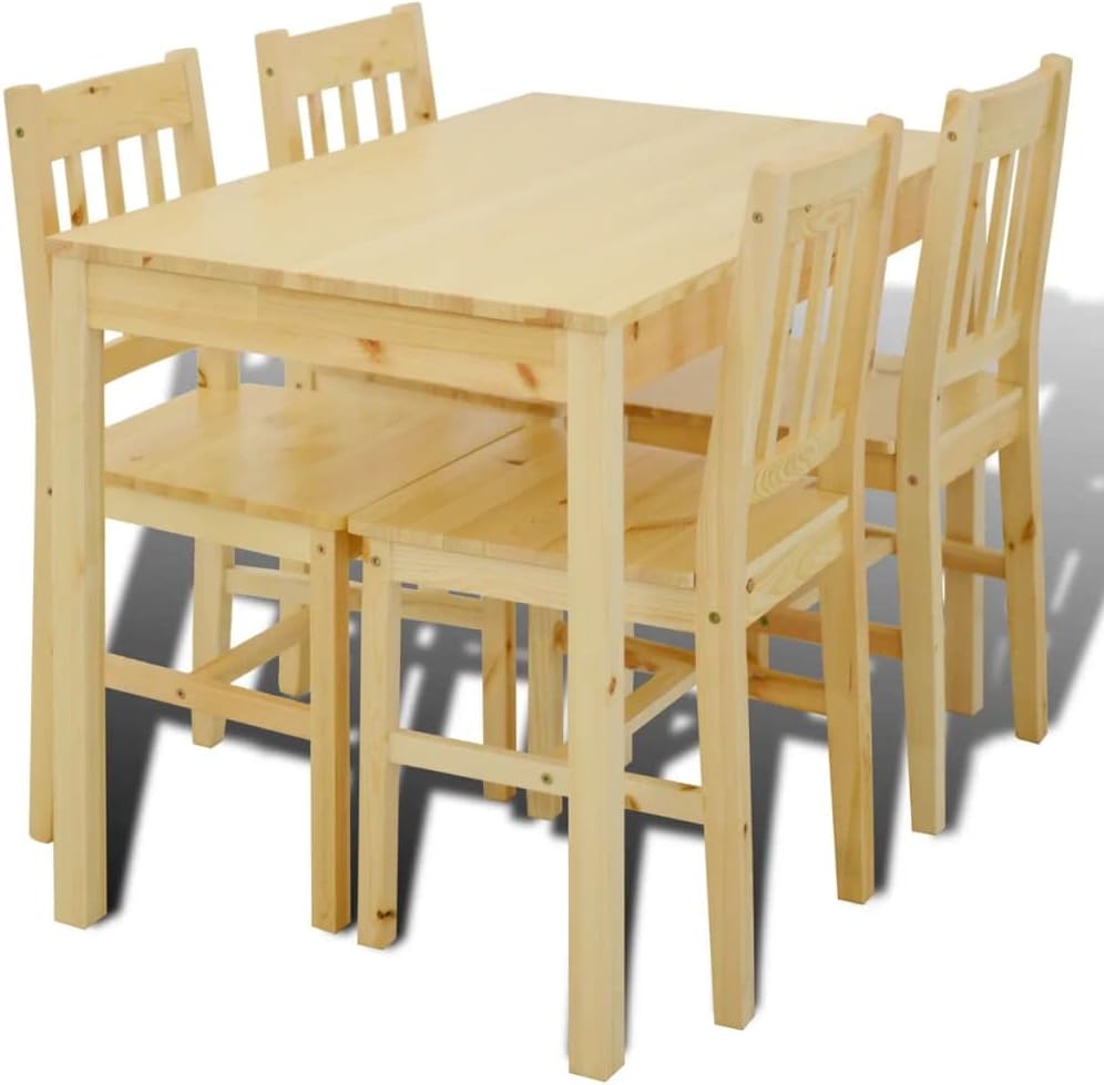 vidaXL Set da Pranzo in Legno Colore Naturale Salotto Tavolo e 4 Sedie Cucina