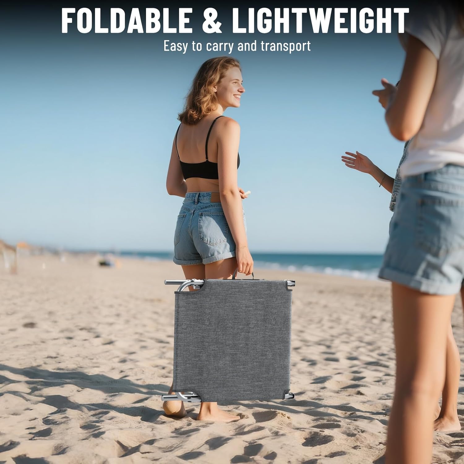 Sonnenliege klappbar 2er Set 194 X 68 X 29 cm, Aluminium Liegestuhl trägt bis zu 150kg, Strandliege Gartenliege wetterfest Sonnenschutz mit Verstellbarer Rückenlehne, Hellgrau