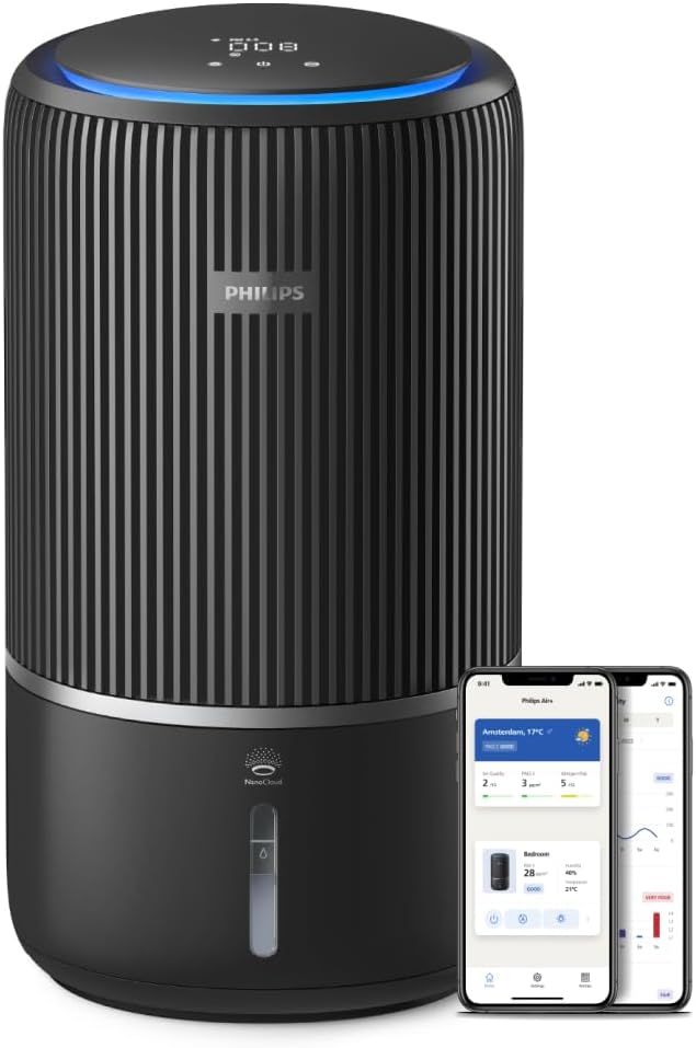 Philips, Oczyszczacz i nawilżacz powietrza 2 w 1 z serii 3400, HEPA NanoProtect + filtr z aktywnym węglem, higieniczne nawilżanie 650 ml/h, CADR 300 m³/h dla 78 m² (AC3421/13)