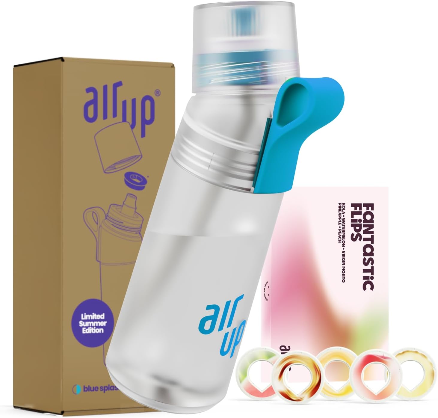 air up? Borraccia Twist Pro originale starter set con cialde air up? in 5 gusti I Borraccia da 600ml con aromi senza zucchero I Lavabile in lavastoviglie, senza BPA I Colore viola