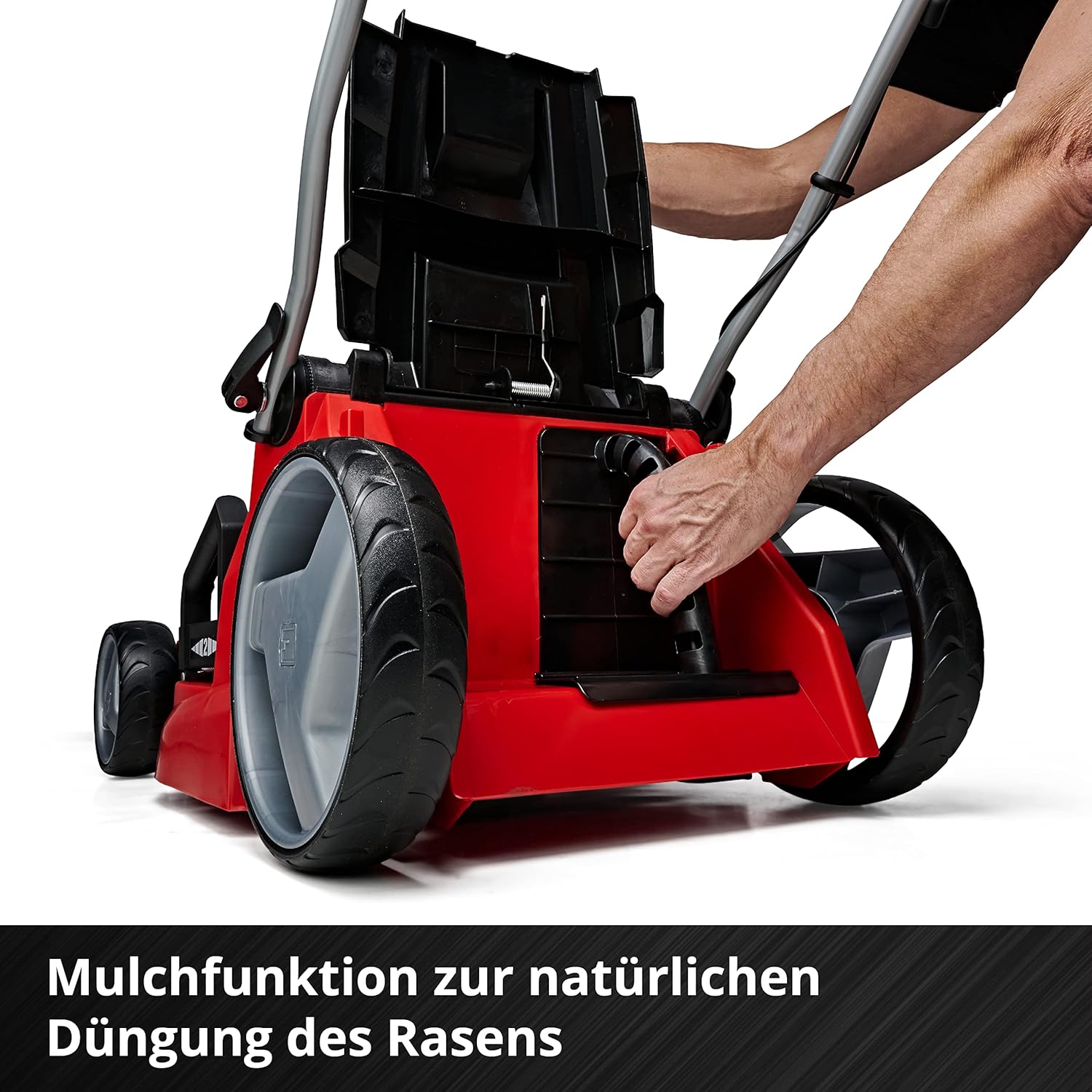 Einhell Akku-Rasenmäher GE-cm 43 Li M Kit Power X-Change (36V, 43 cm Schnittbreite, bis 600 m2, Brushless, Mulch-Kit, 63L Fangkorb, 25-75 mm Schnitthöhe, inkl. 2X 4,0Ah + 2X Ladegerät)