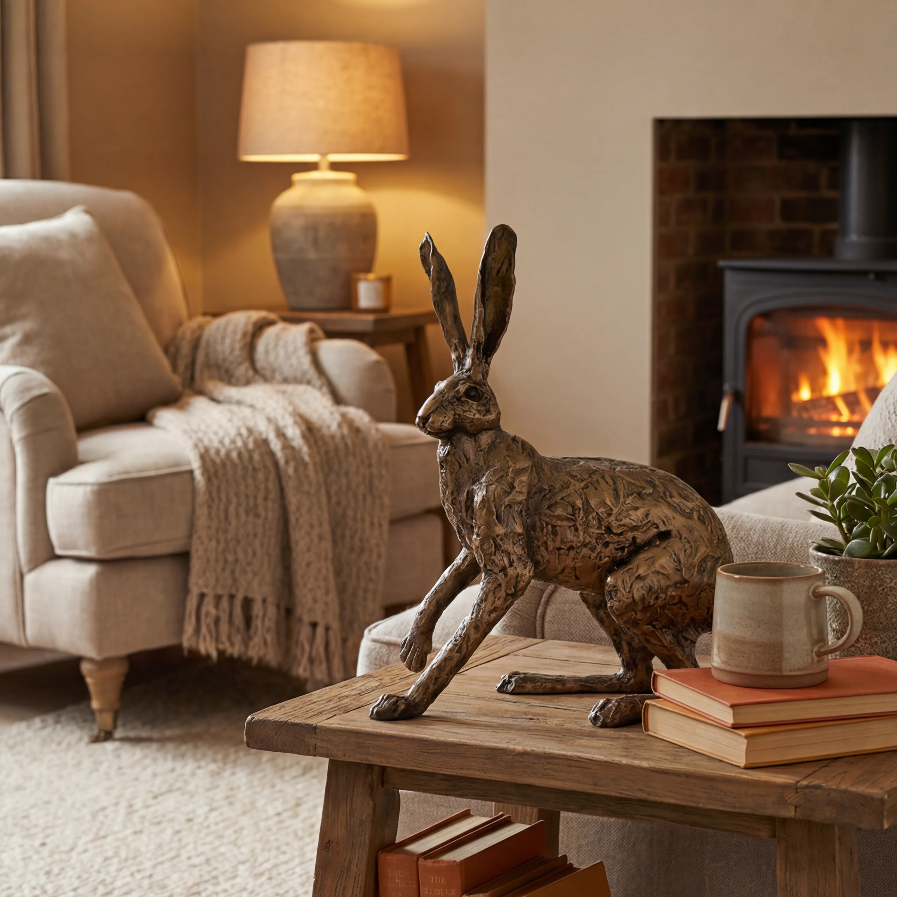 Startled Hare �C Large Bronze Hare Sculpture (Handmade in the UK)