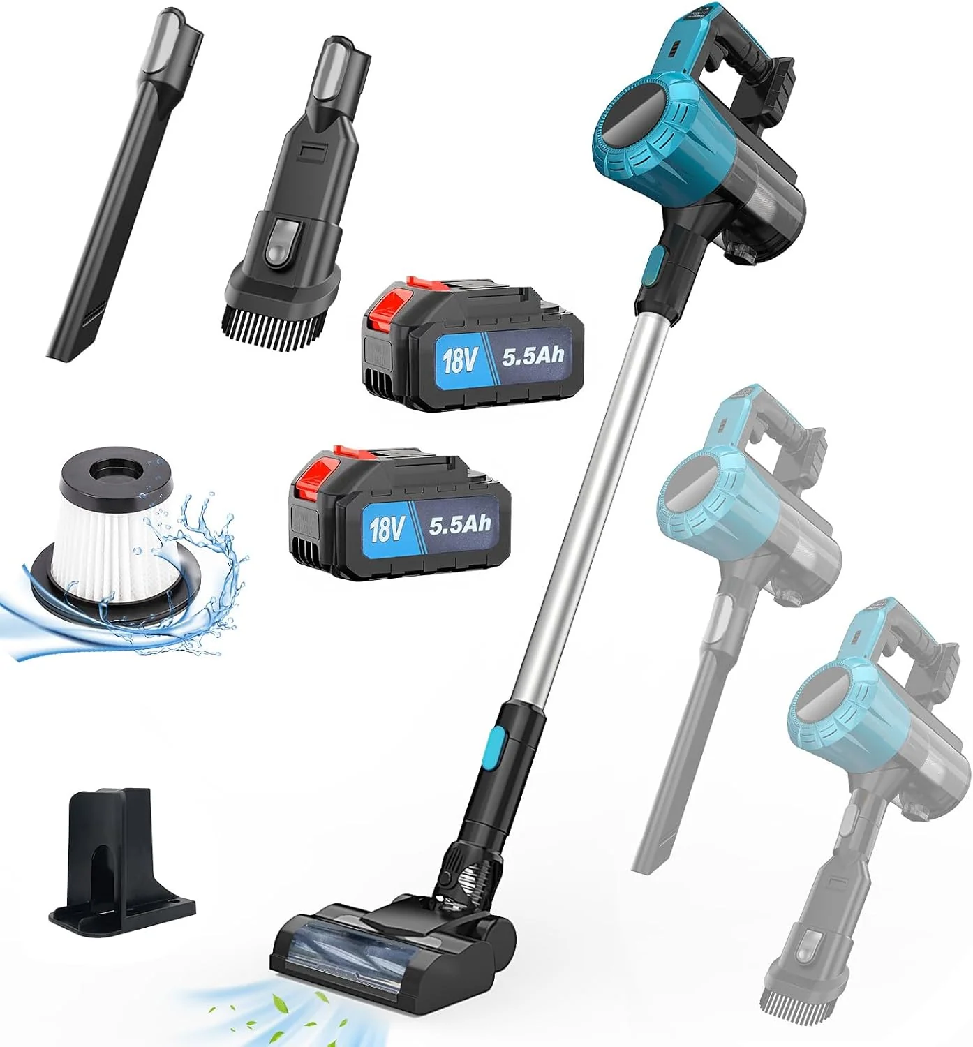 Akku Staubsauger mit Tierhaardüse, für Makita 18V 2X 5.5AH Akku,3-in-1 Kabelloser Akkustaubsauger, 0.6L Staubbehälter, für Tierhaare, Teppich