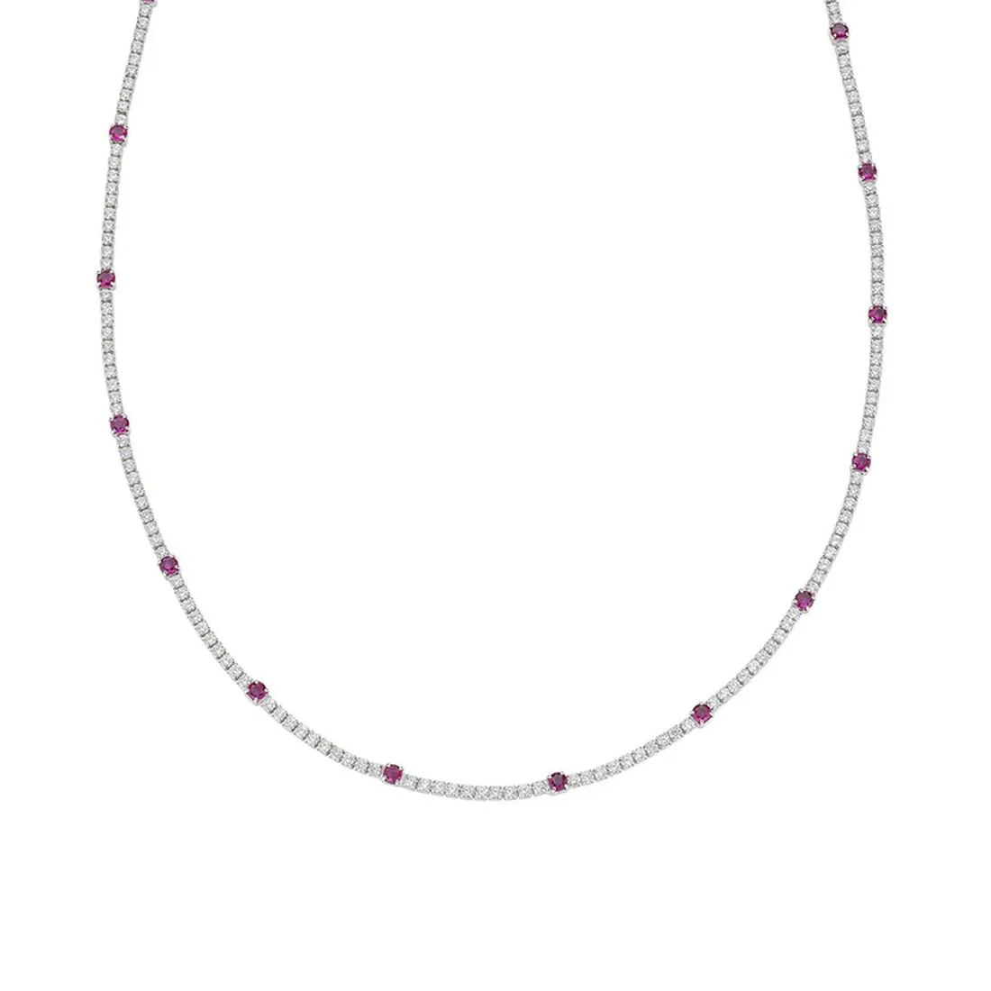 Collana Amen tennis pietre rosse e bianche 2 e 3mm CLTB2B3R