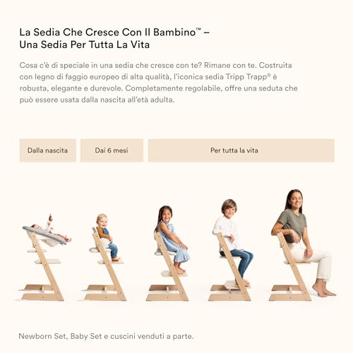 Stokke, sedia Tripp Trapp, rosa, regolabile, evolutiva, per neonati, bambini e adulti, pratica, comoda ed ergonomica, design senza tempo : Prima infanzia