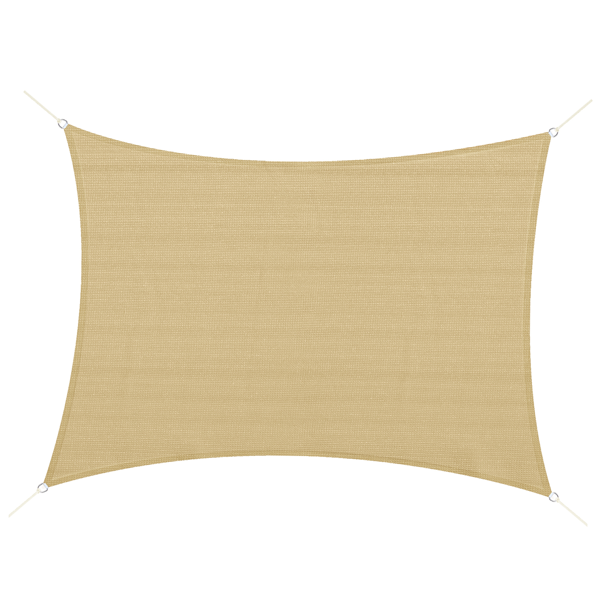 Outsunny Großes rechteckiges Sonnensegel 4 x 3 m Hochdichtes Polyethylen HDPE UV-beständig Beige