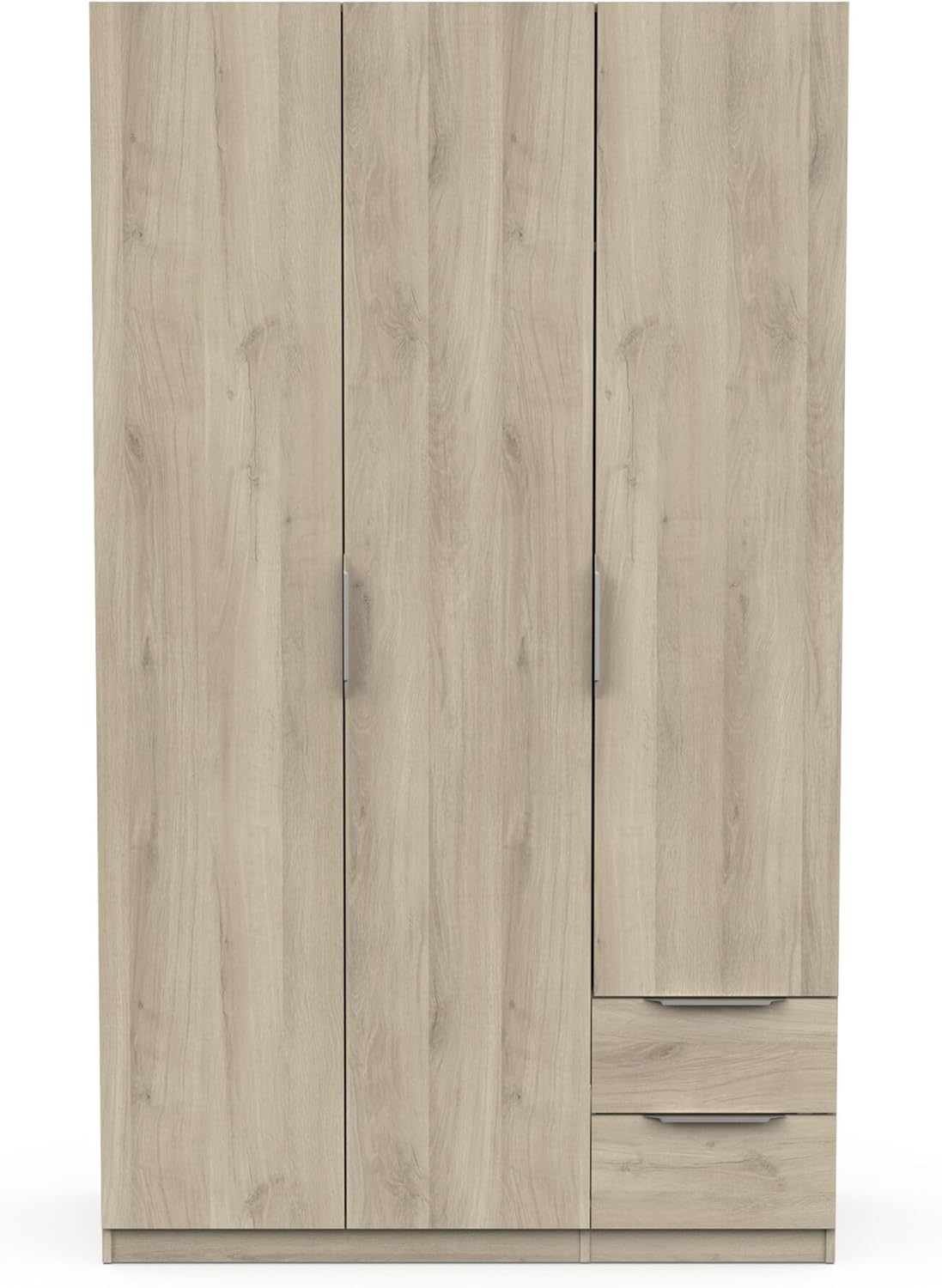 Demeyere Modern Wardrobe with 3 Doors and 2 Drawers 4 Niches, Kronberg Oak, 119.4 x 51 x 203 cm, Engineered Wood