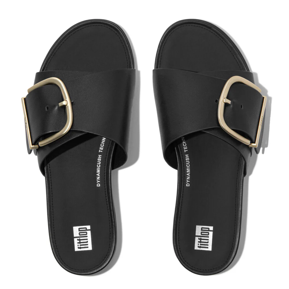 FitFlop Gracie Maxi-Buckle Lederpantoletten Black