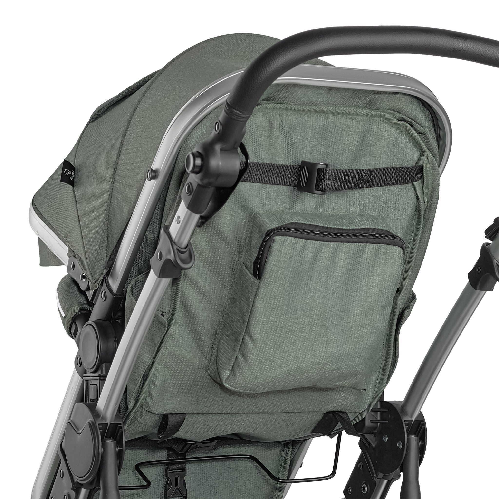 Kombi-Kinderwagen EXQUISE 2.0 Kinderwagen 3-in-1 GRÜN/SILBER mit BUGGY, AUTO-BABYSCHALE