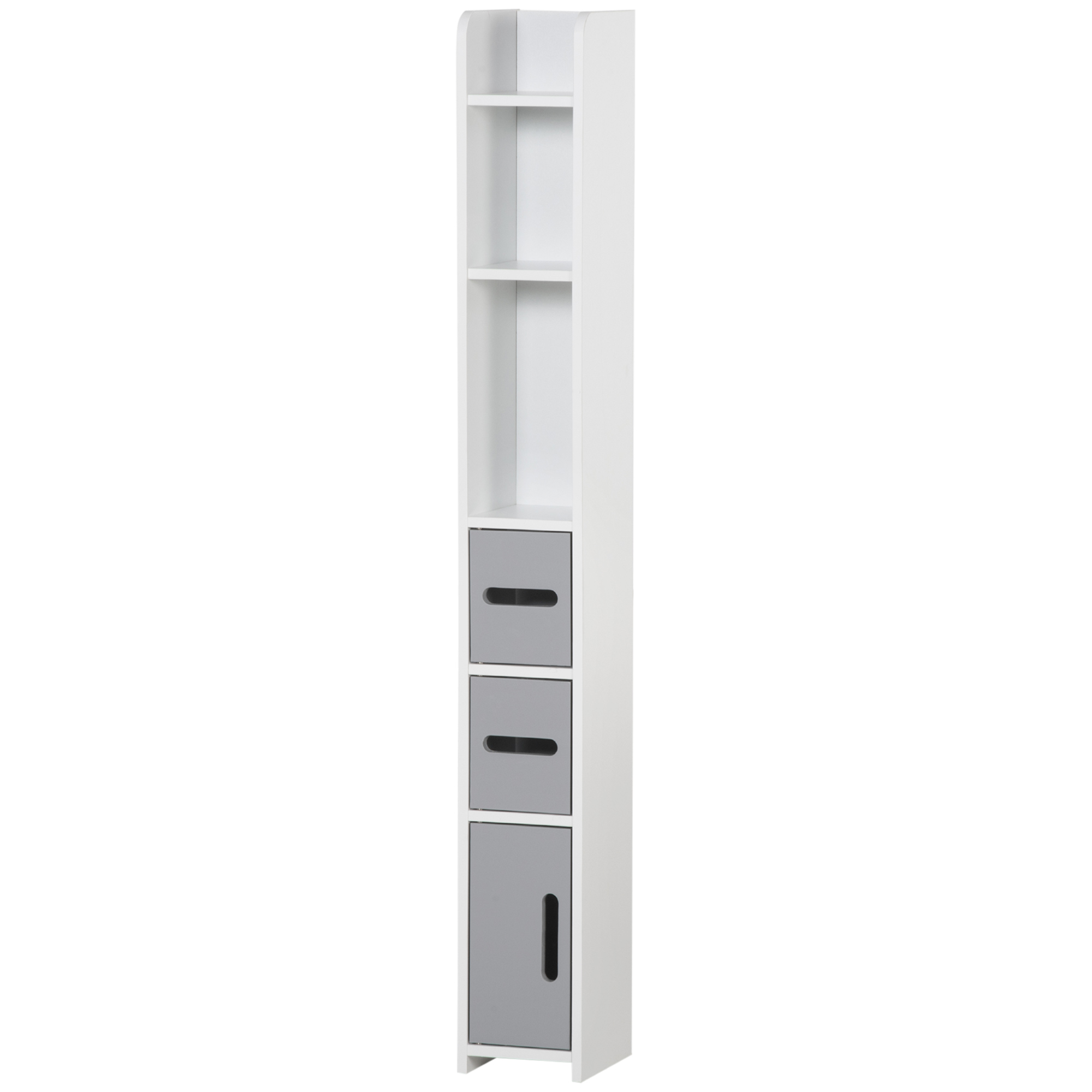 kleankin Badezimmerschrank Hochschrank mit Regalen und Schränken - 15 x 17 x 120 cm Grau