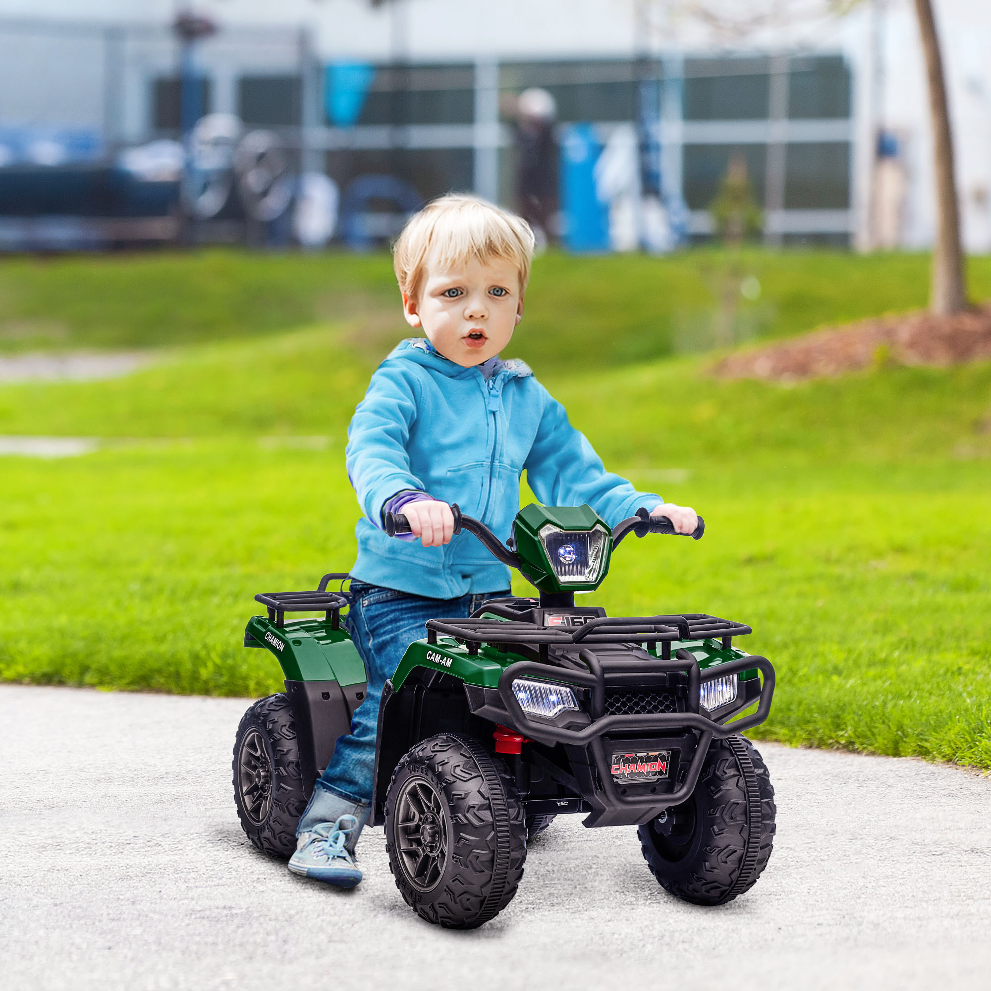 elektrische kinderquad, elektrische auto, elektrische quad, kindervoertuig, groen