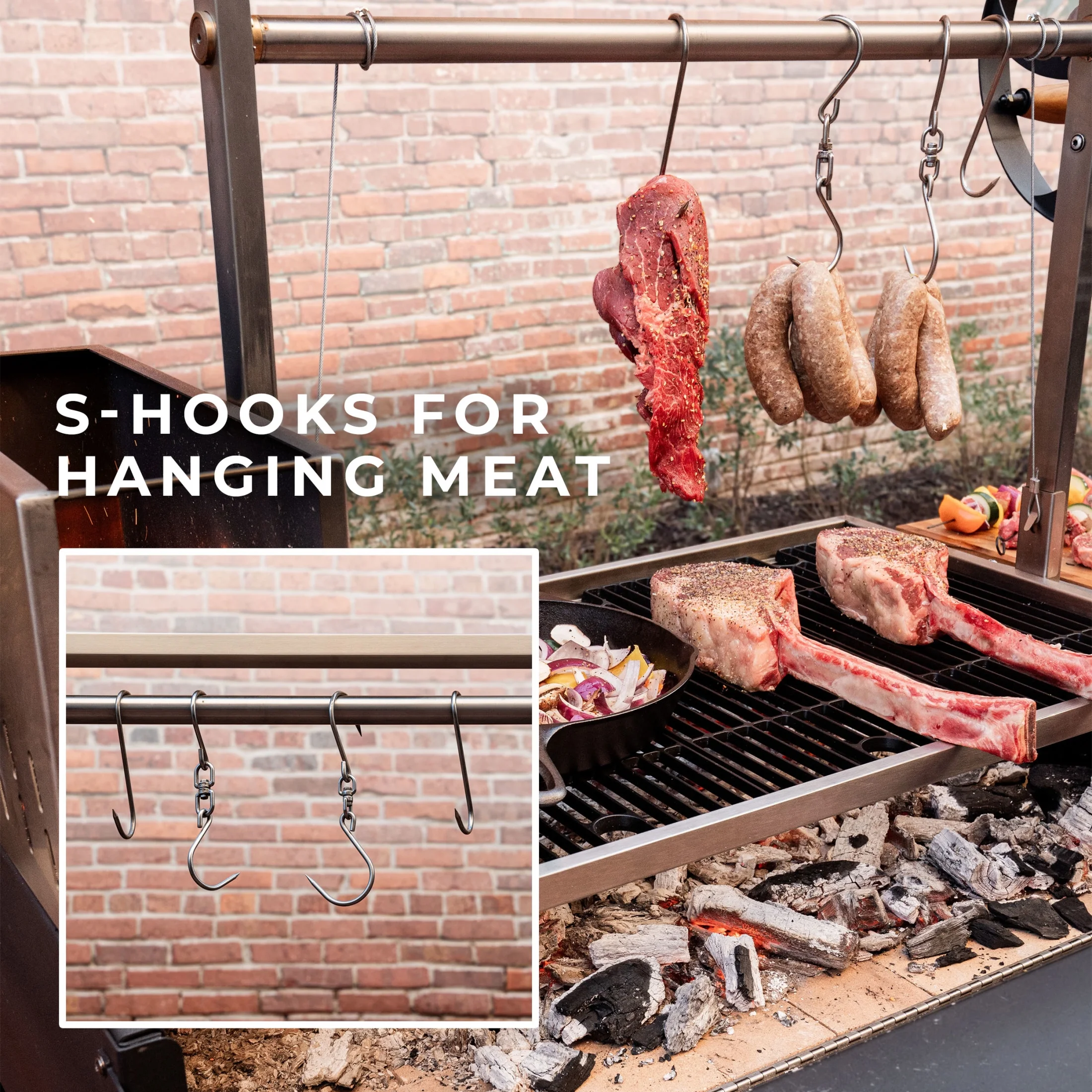 Backyard Discovery Argentine Santa Maria XL Wood Fire & Charcoal Steel Grill, Asado Clamp