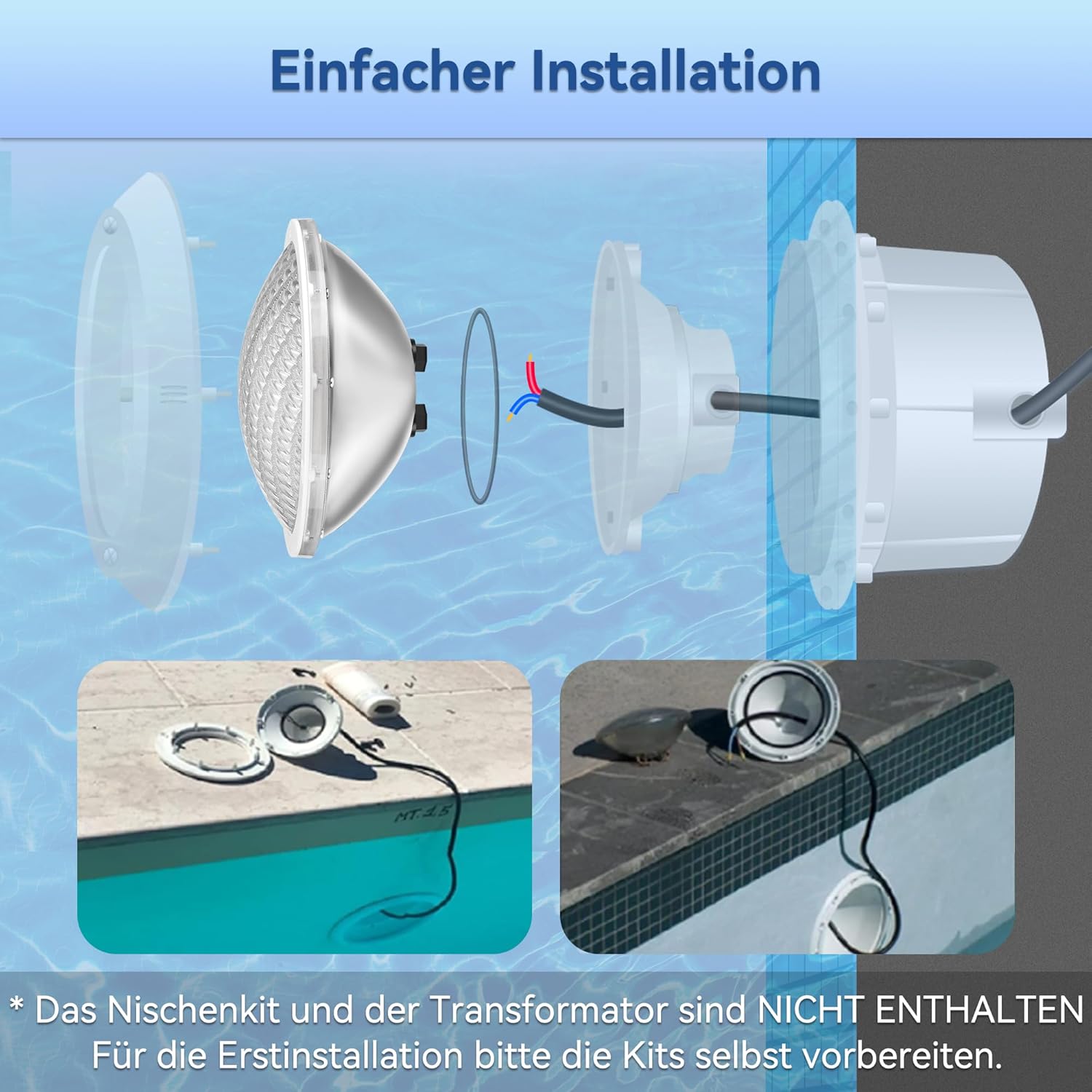 LyLmLe LED Poolbeleuchtung PAR56, 30W Poolscheinwerfer RGB Farbwechsel Externe Synchronisation mit Fernbedienung, 316L Edelstahl, IP68 Wasserdicht LED Unterwasserscheinwerfer, 12V AC(2er-Pack)