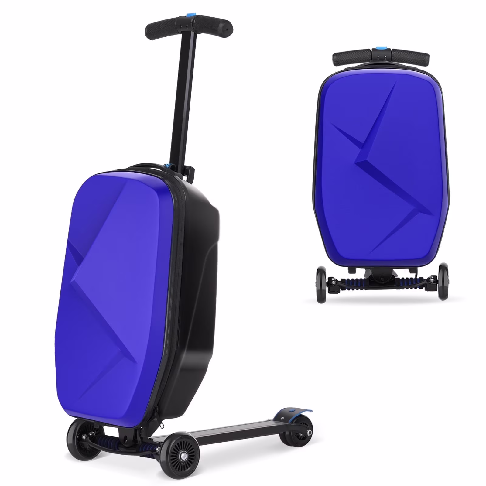 Advwin Scooter Luggage for Kids & Adults, Hardside Ride on Suitcase for Kids Ages 4-15 Multifunctional Lightweight Foldable Carry on Luggage with Wheels Ride on for Children Teenagers, Pink