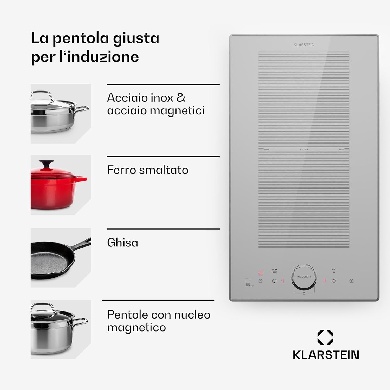 Klarstein Piastra Induzione 2 Fuochi, Piano Cottura Induzione 3500W, Piano Cottura Induzione a 2 Fuochi Integrata con Controllo Touch, Fornello a Induzione, Piastra ad Induzione Professionale 2 Zone