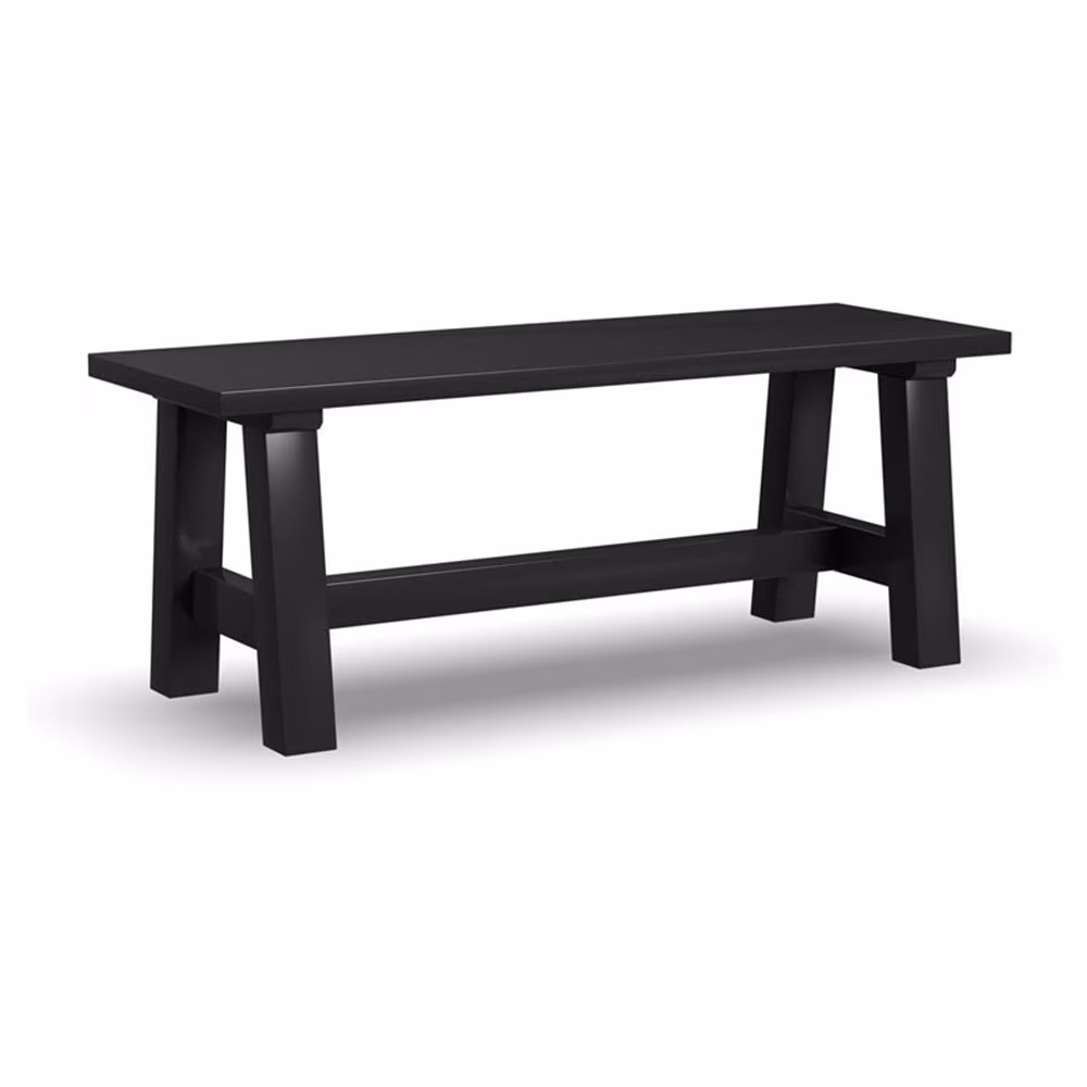 Pemberly Row 17.5" Farmhouse Wood Dining Bench in Black Finish