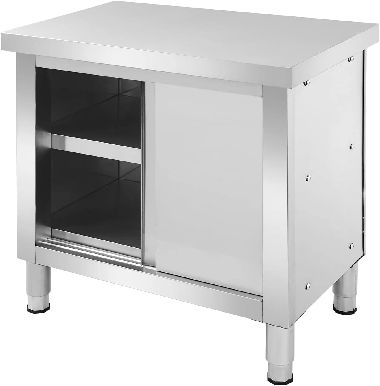 Arbeitsschrank mit Schiebetüren, 80 x 50 x 80cm, Küchen Arbeitstisch Schrank, Edelstahltisch für Küche, Edelstahl Arbeitstisch, Restaurant, Garage