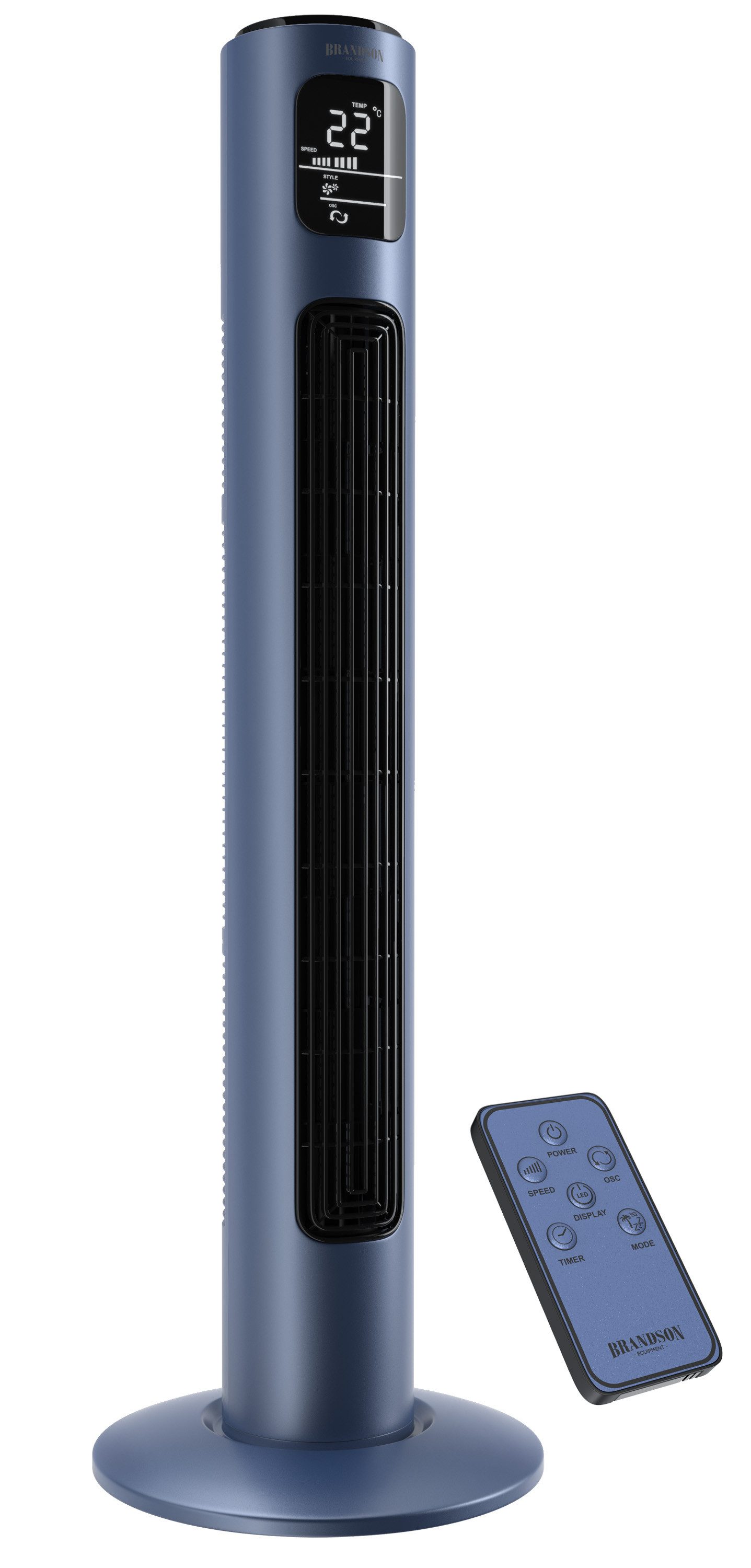 Turmventilator Oszillation 65°, Timer, Fernbedienung, Standventilator 96cm, Blau