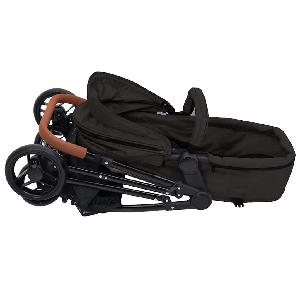 Kinder-Buggy 3-in-1 Kinderwagen Anthrazit und Schwarz Stahl