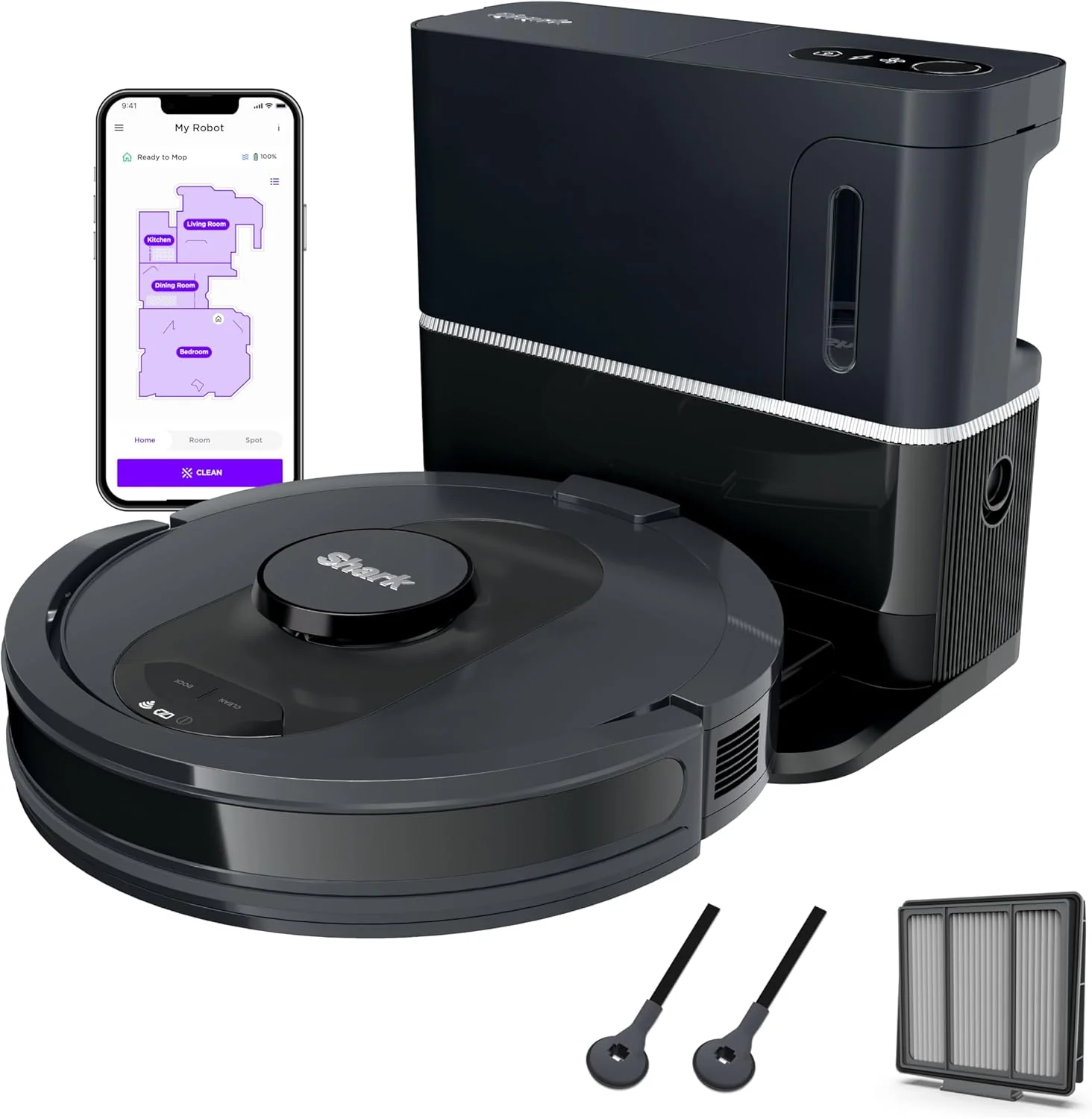 Robotic vacuum cleaner Voice Control Robot Vacuum with Matrix Clean Navigation, Home Mapping, 60-Day Capacity, XL Self-Empty Base for Homes with Pets, Carpet & Hard Floors