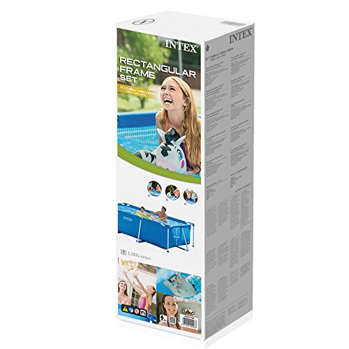 Intex 28271 Rettangolare Cm 260X160X65 Piscina Gioco Estivo Estate Giocattolo 758, 2300 Litri, 260 x 160 x 65 cm, Blu & 28638 Pompa Filtro Easy Frame, Grigio, 2.7m3/h : Giardino e giardinaggio