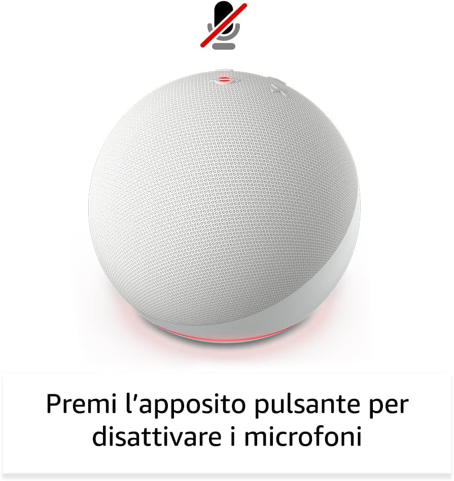 Echo Dot (Ultimo modello) | Altoparlante intelligente Wi-Fi e Bluetooth, suono più potente e dinamico, con Alexa | Bianco ghiaccio
