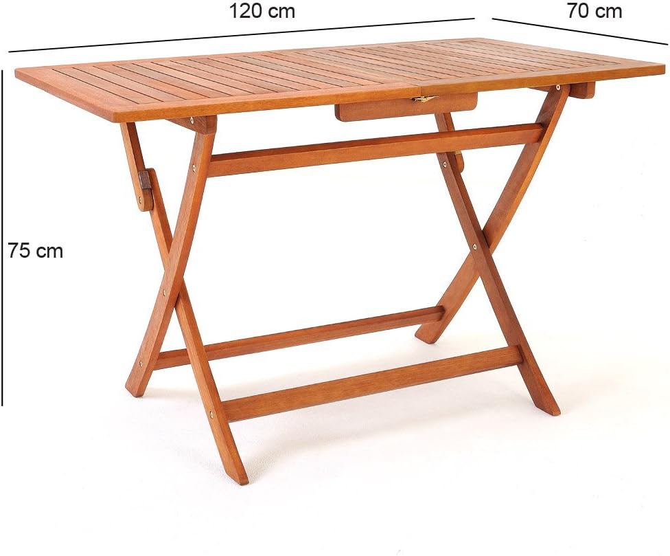 Casaria FSC Certified Acacia Wood Garden Table and Chairs Set of 5 Pieces 4+1 Balcony Terrace Porch Outdoor Furniture 120 x 70 x 75 cm