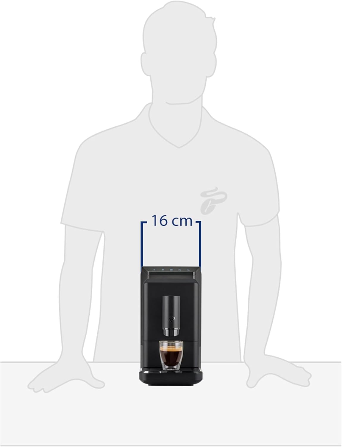 Tchibo Kaffeevollautomat Esperto mini für Caffè Crema und Espresso, nur 16cm breit, klein und kompakt, geeignet für jede Küche, Camping, Studentenapartment, Schwarz - INKLUSIVE Kaffeeprobierset GRATIS