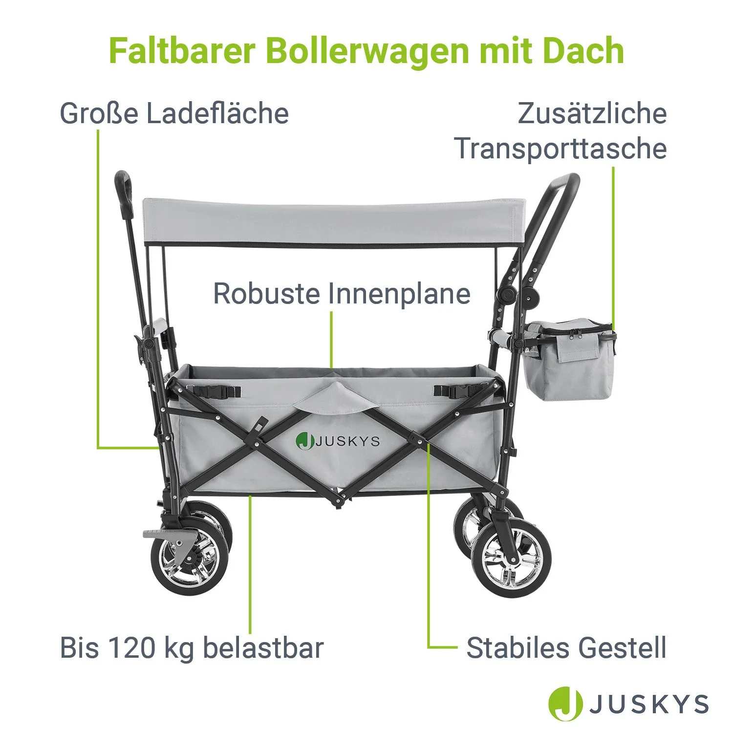 2025 Opvouwbare bolderwagen met dak en tas
