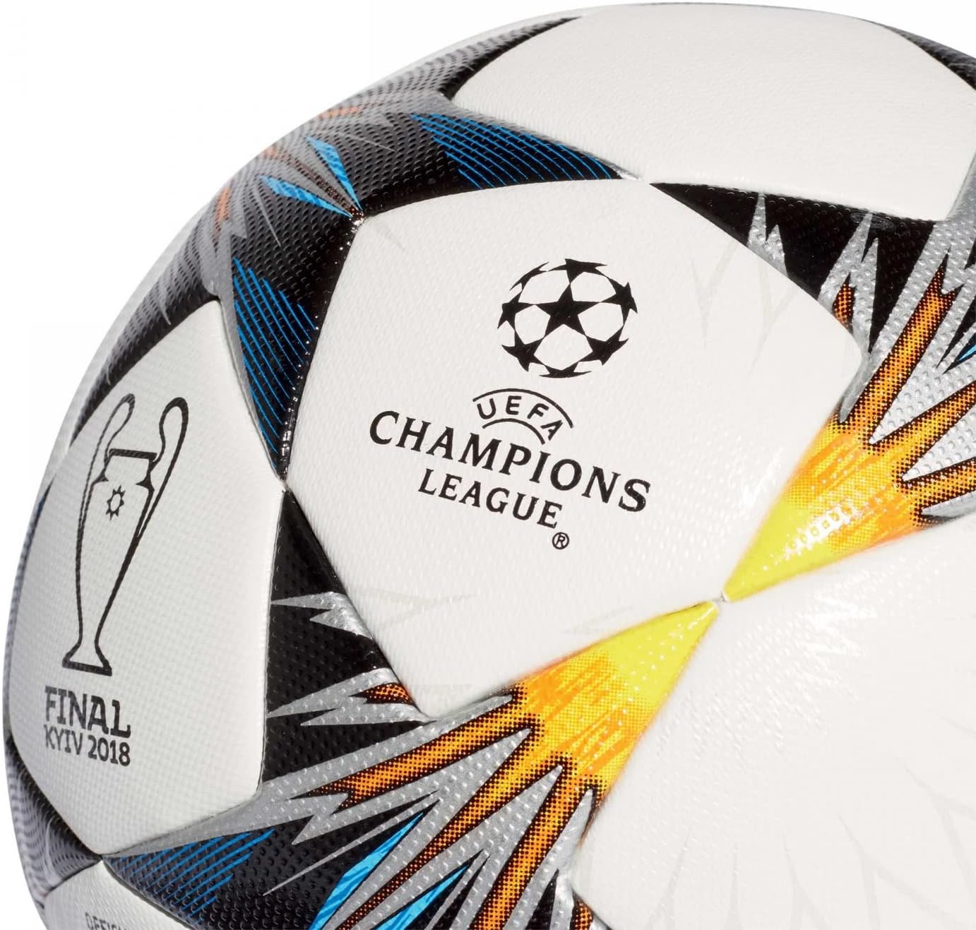 adidas Fußball Ball Finale Kiev OMB Ball, White/Black/SYELLO/Bl, 5, CF1203
