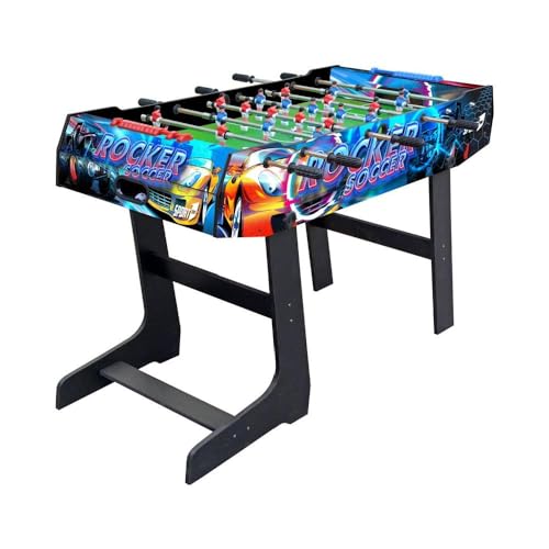 Sport1 Calcetto salvaspazio pieghevole. Calcetto balilla con gambe, da interno in MDF, misure 121x61x85cm. Bigliardino da casa con 8 aste passanti. Segnapunti e palline incluse. Uso indoor. : Sport e tempo libero