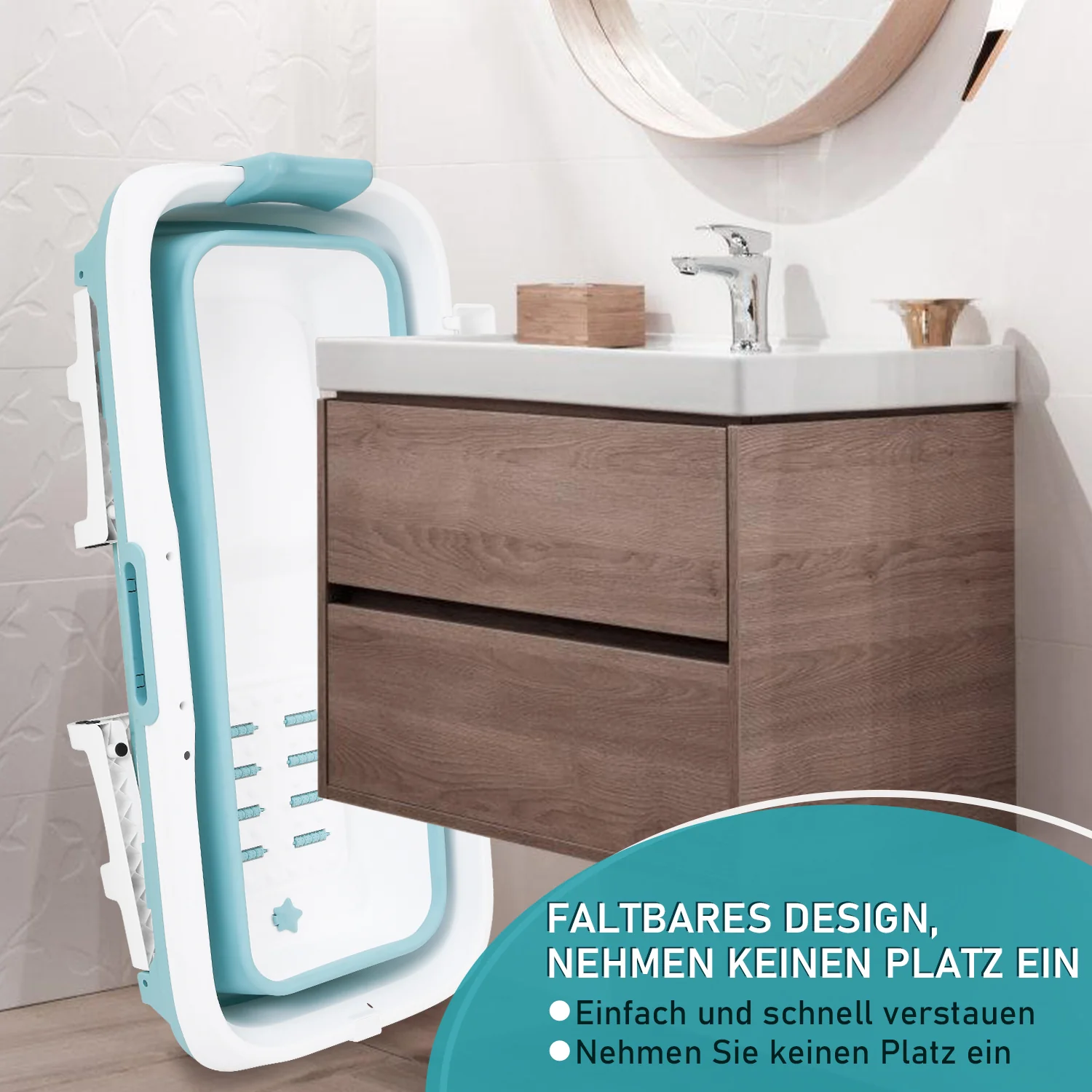 Sonnewelt Faltbare Badewanne mit Abdeckung