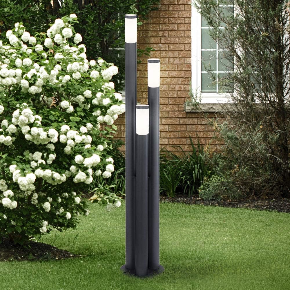 Außenleuchte Stehlampe Wegeleuchte außen Gartenlampen anthrazit IP44, Edelstahl Kunststoff opal modern, 1x LED warmweiß, DxH 28x170cm