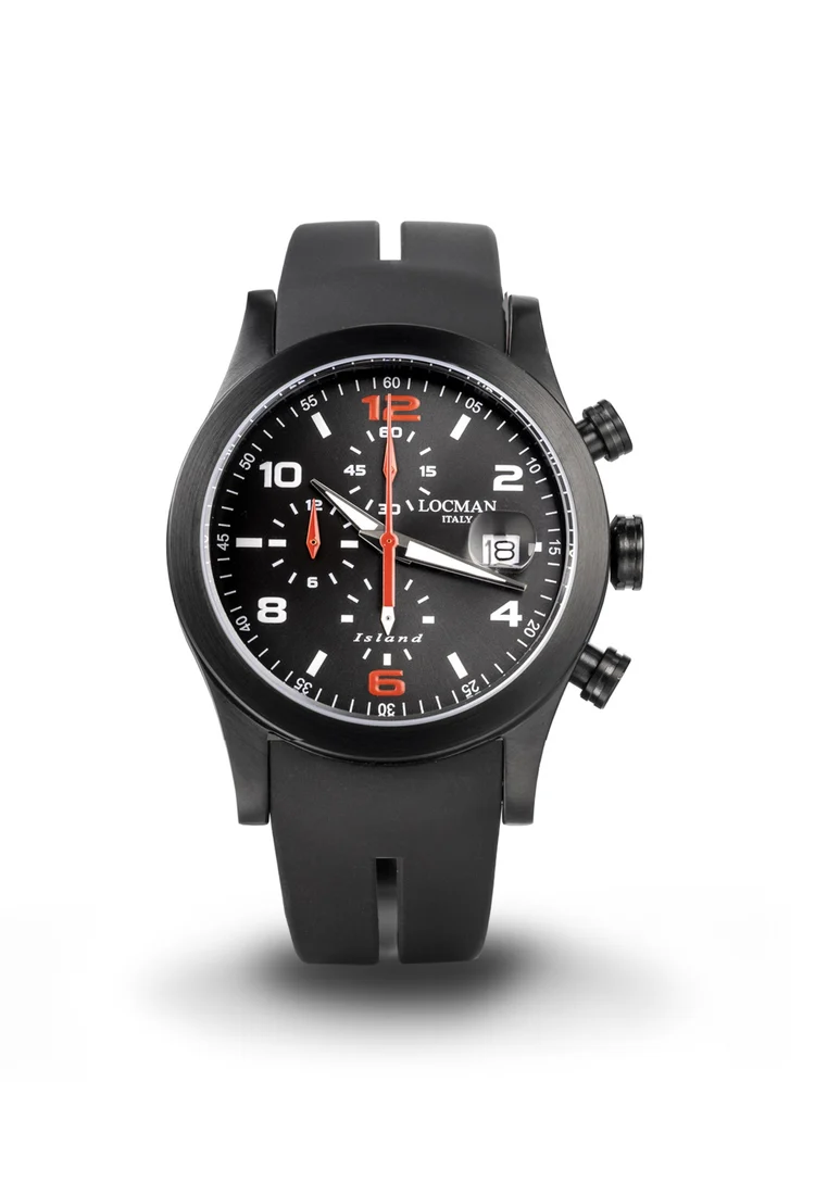Orologio Locman Island Crono nero rosso PVD silicone 0618K07S-BKGYRDSK