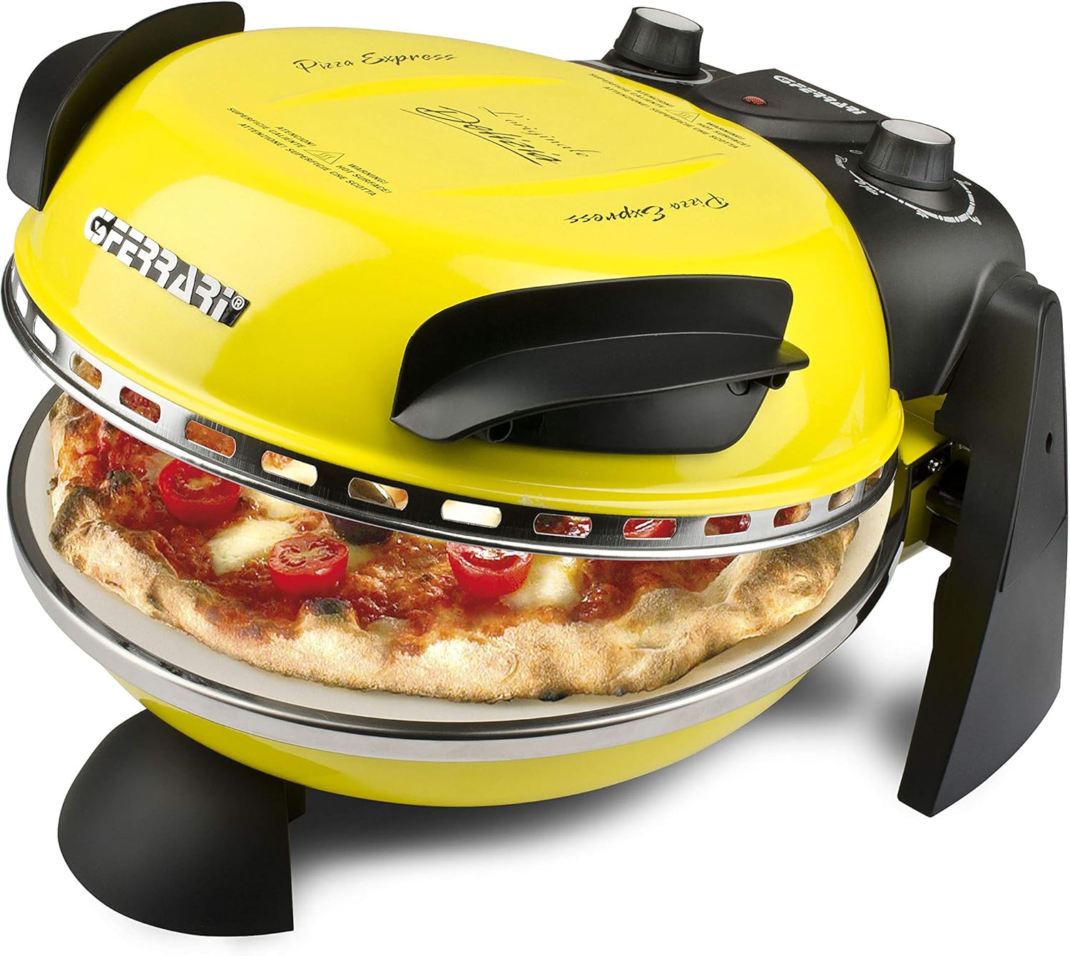 G3 Ferrari G10006 Pizza Express Delizia, Pizza Oven, 1200 W, Adjustable Thermostat 400°C, Fragrant Pizza in 5 Minutes, Double Heating Resistance, Recipe Book and Palette Included, Red