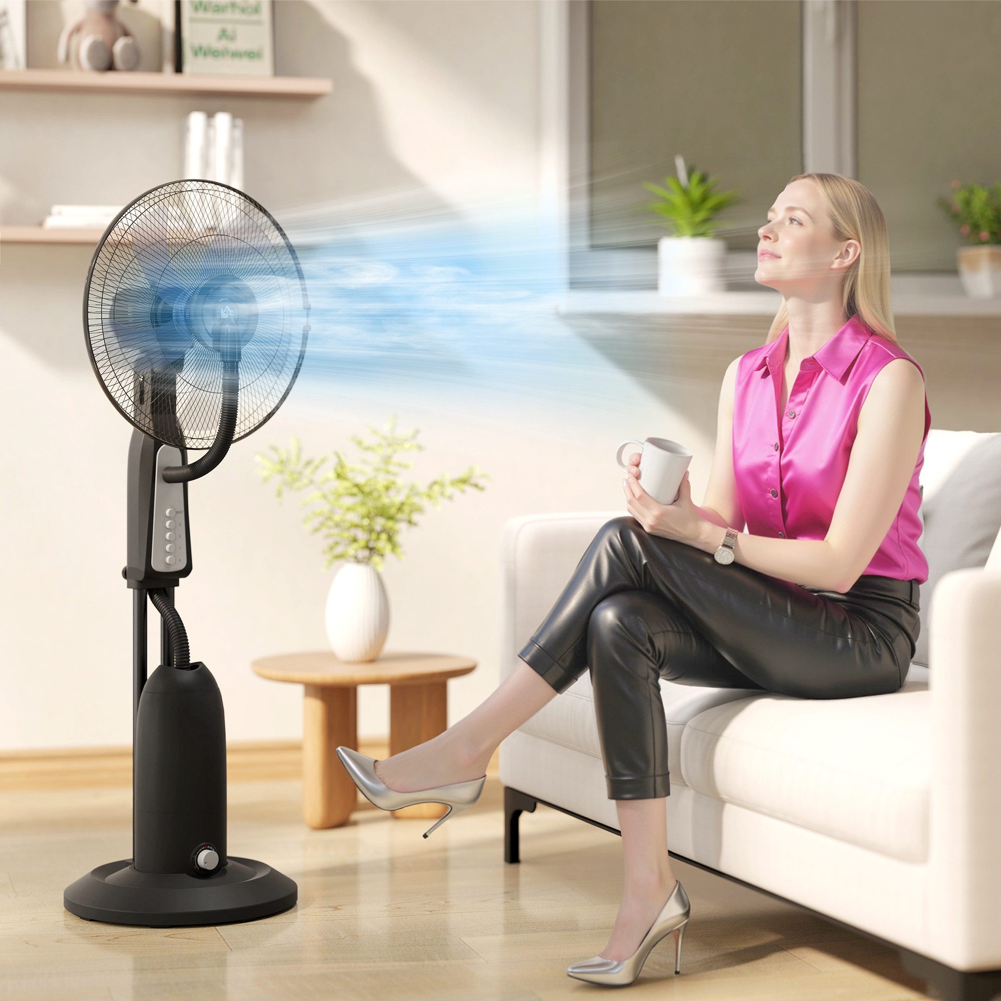 Standventilator Ventilator mit Verstellbar Sprühnebel 3 Geschwindigkeiten