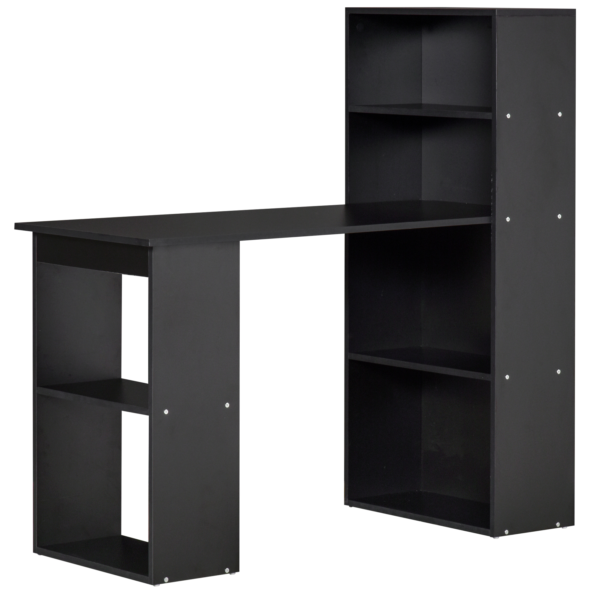 HOMCOM Computertisch mit angrenzendem Bücherregal Eckbüro 120L x 55B x 120H cm Multi-Lagerung Schwarz