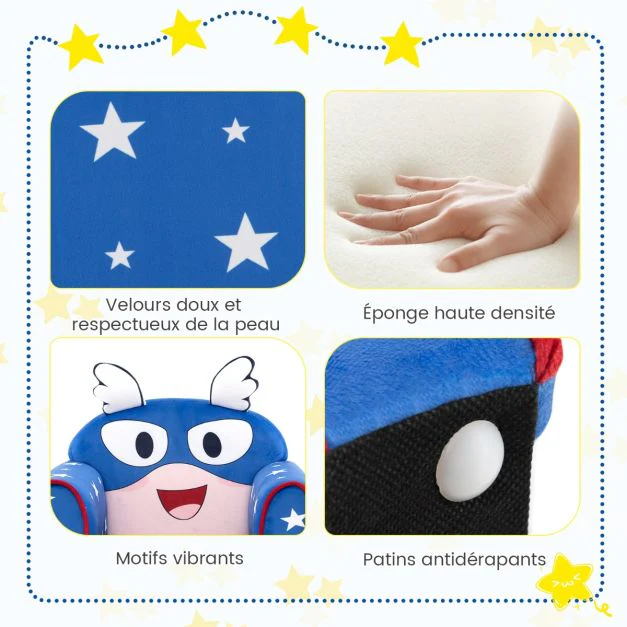 Poltroncina in Velluto con Struttura in Legno e Cuscinetti Antiscivolo per Bambini 0-5 Anni – Design Ali